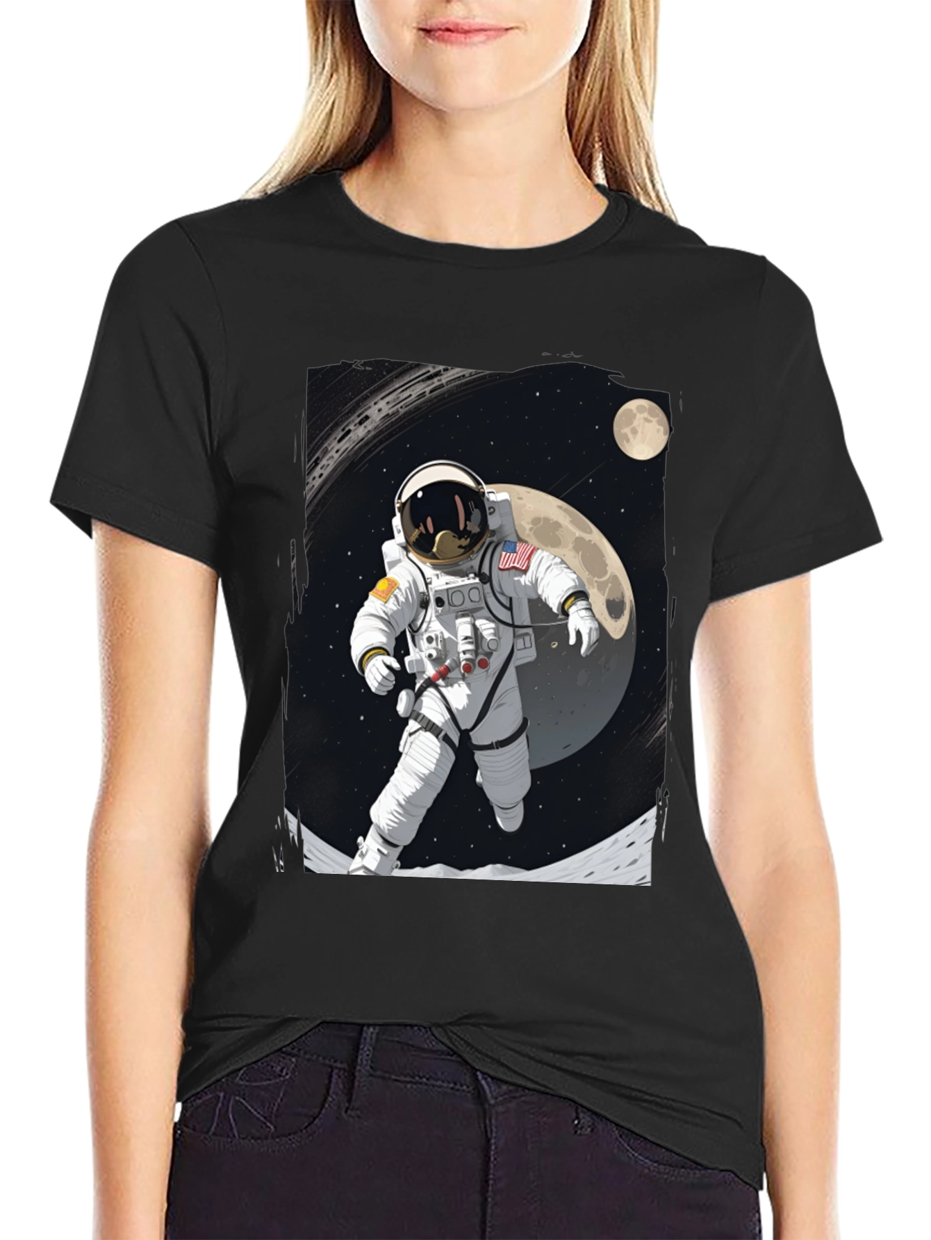 Astronaut Moonwalk Graphic Tee - Black