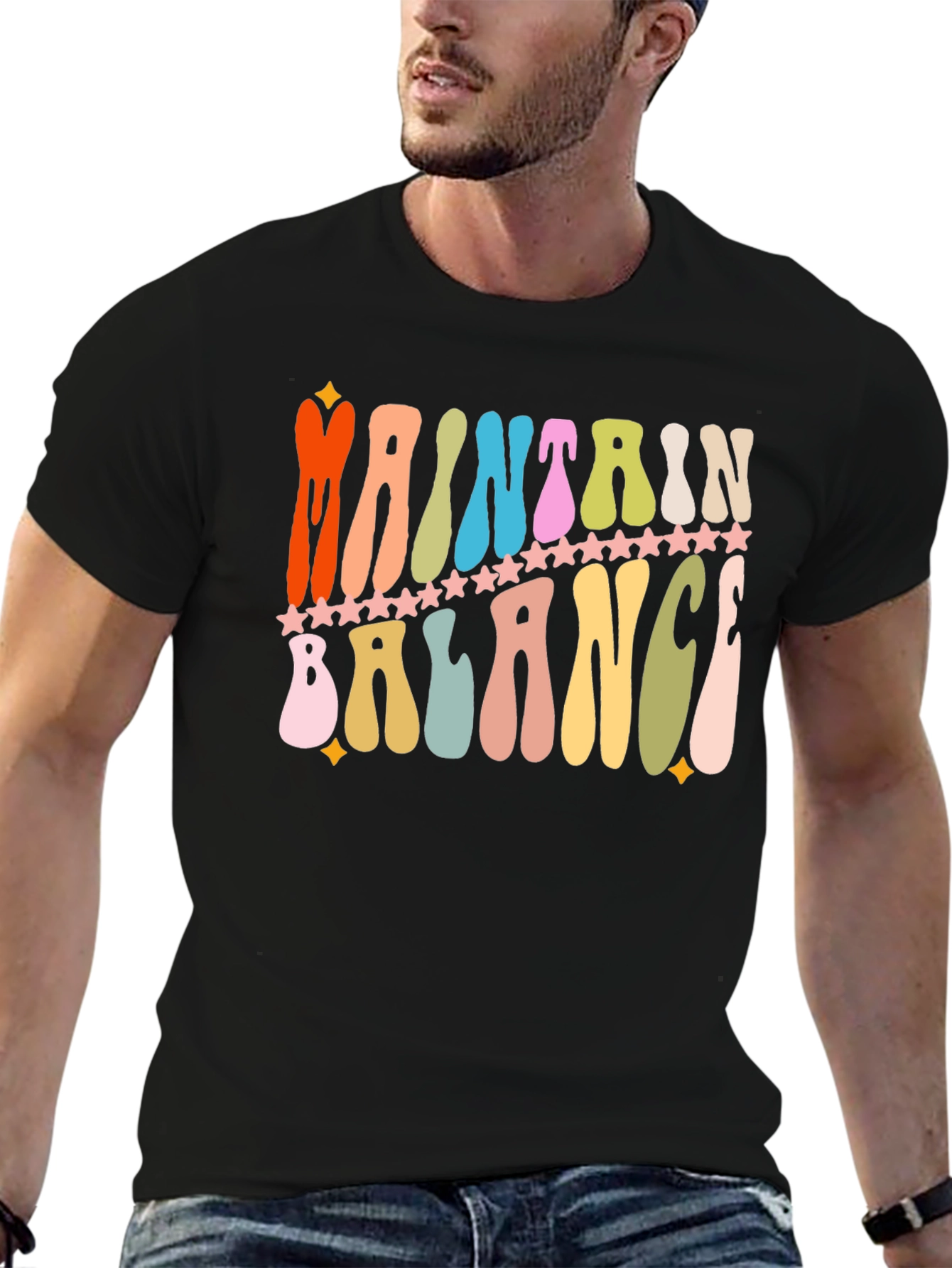 Maintain Balance Retro Graphic T-Shirt
