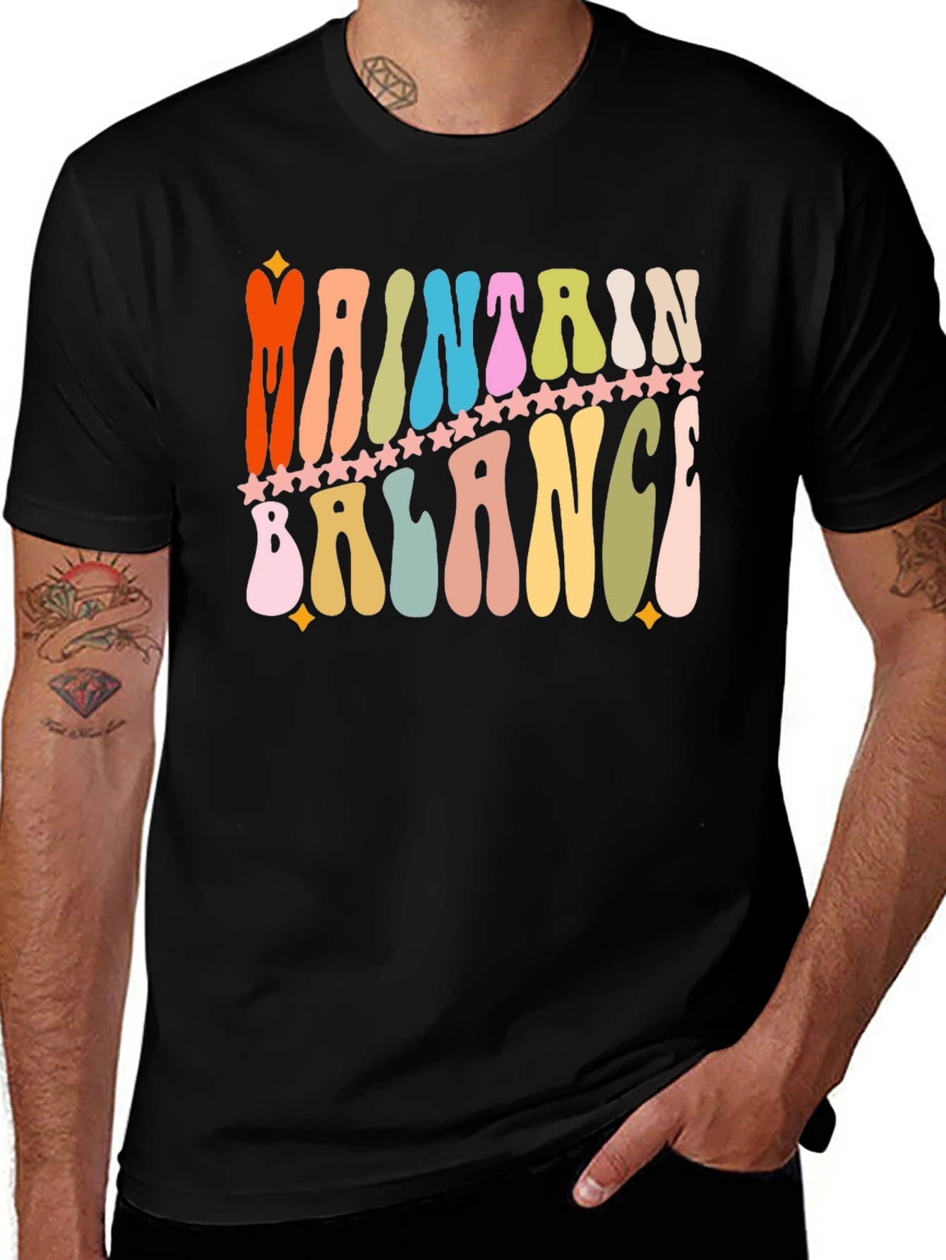 Maintain Balance Retro Graphic T-Shirt