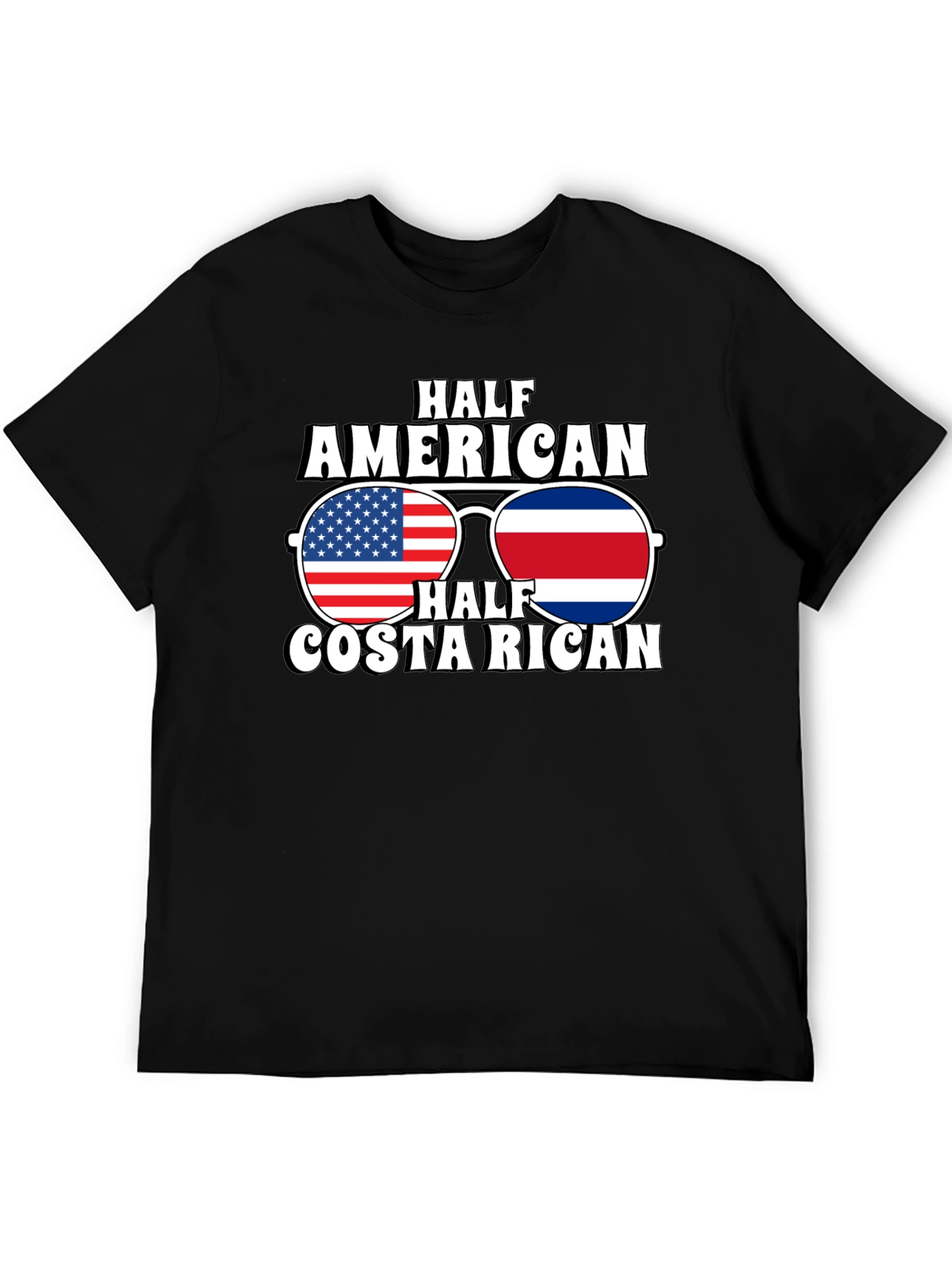 Half American Costa Rican Flag Sunglasses T-Shirt
