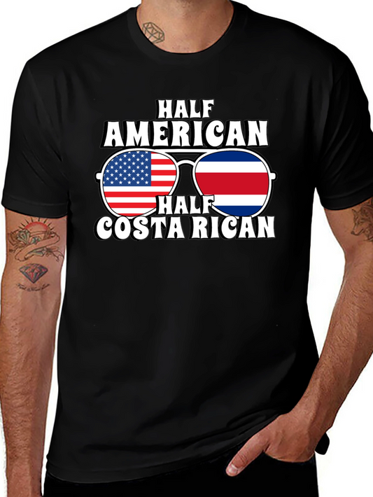 Half American Costa Rican Flag Sunglasses T-Shirt