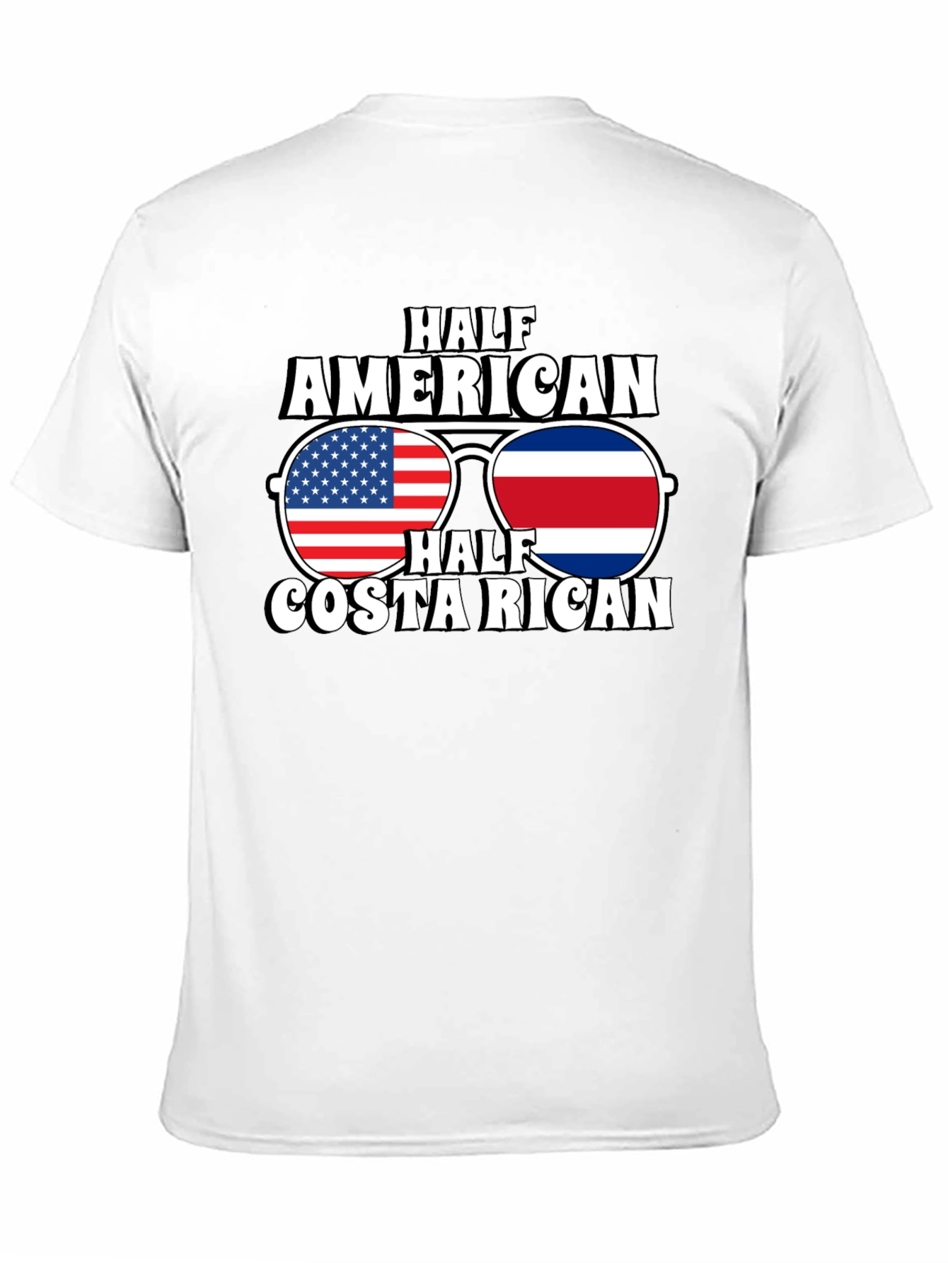 Half American Costa Rican Flag Sunglasses T-Shirt