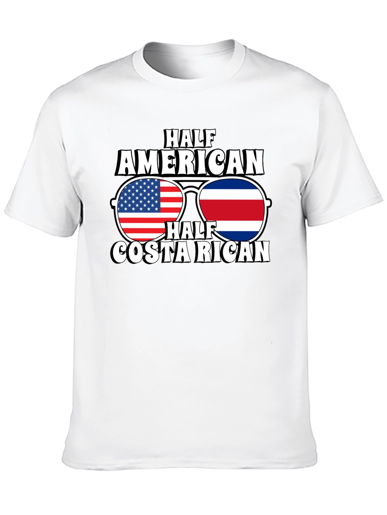 Half American Costa Rican Flag Sunglasses T-Shirt