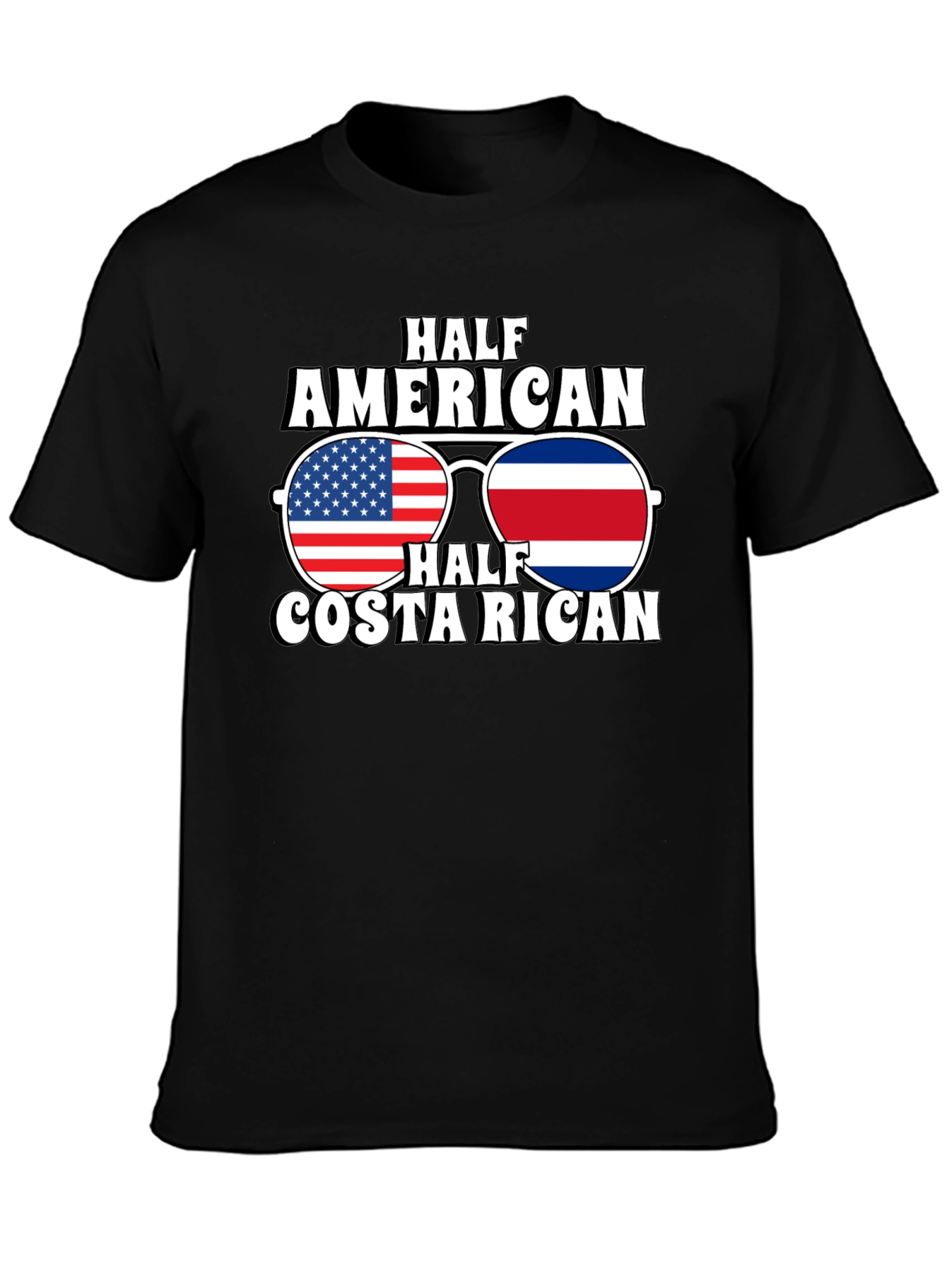Half American Costa Rican Flag Sunglasses T-Shirt