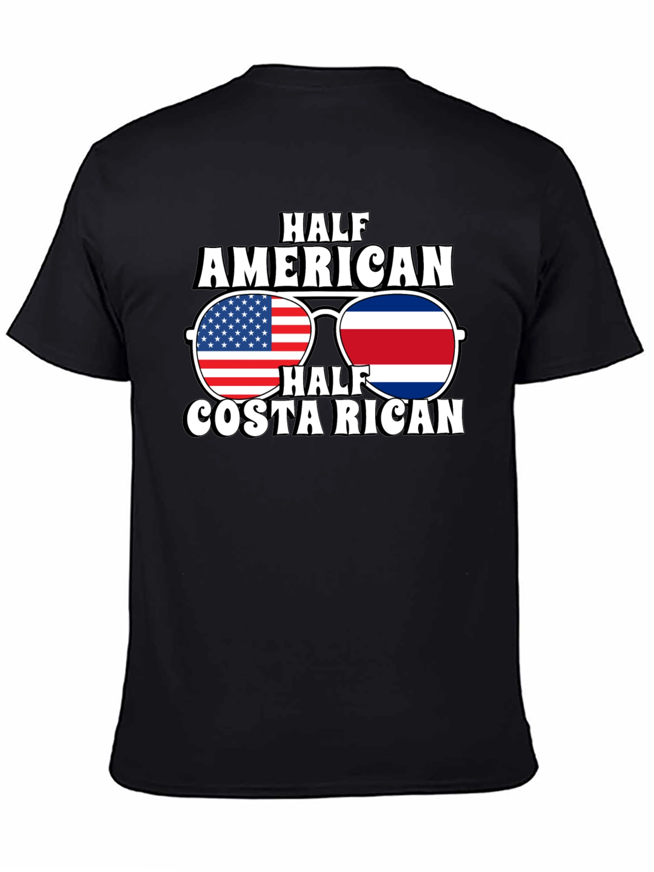 Half American Costa Rican Flag Sunglasses T-Shirt