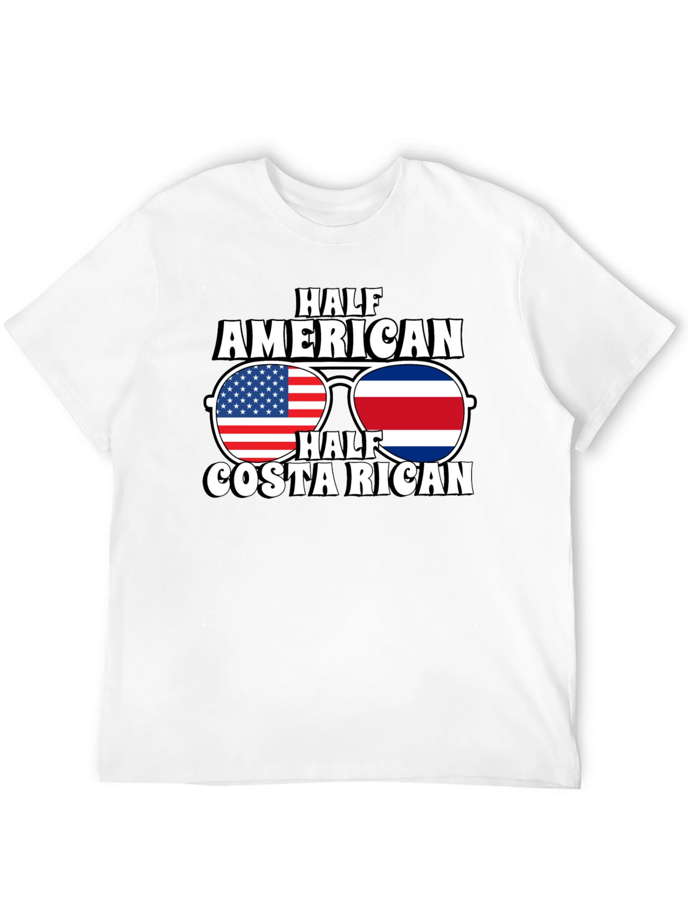 Half American Costa Rican Flag Sunglasses T-Shirt