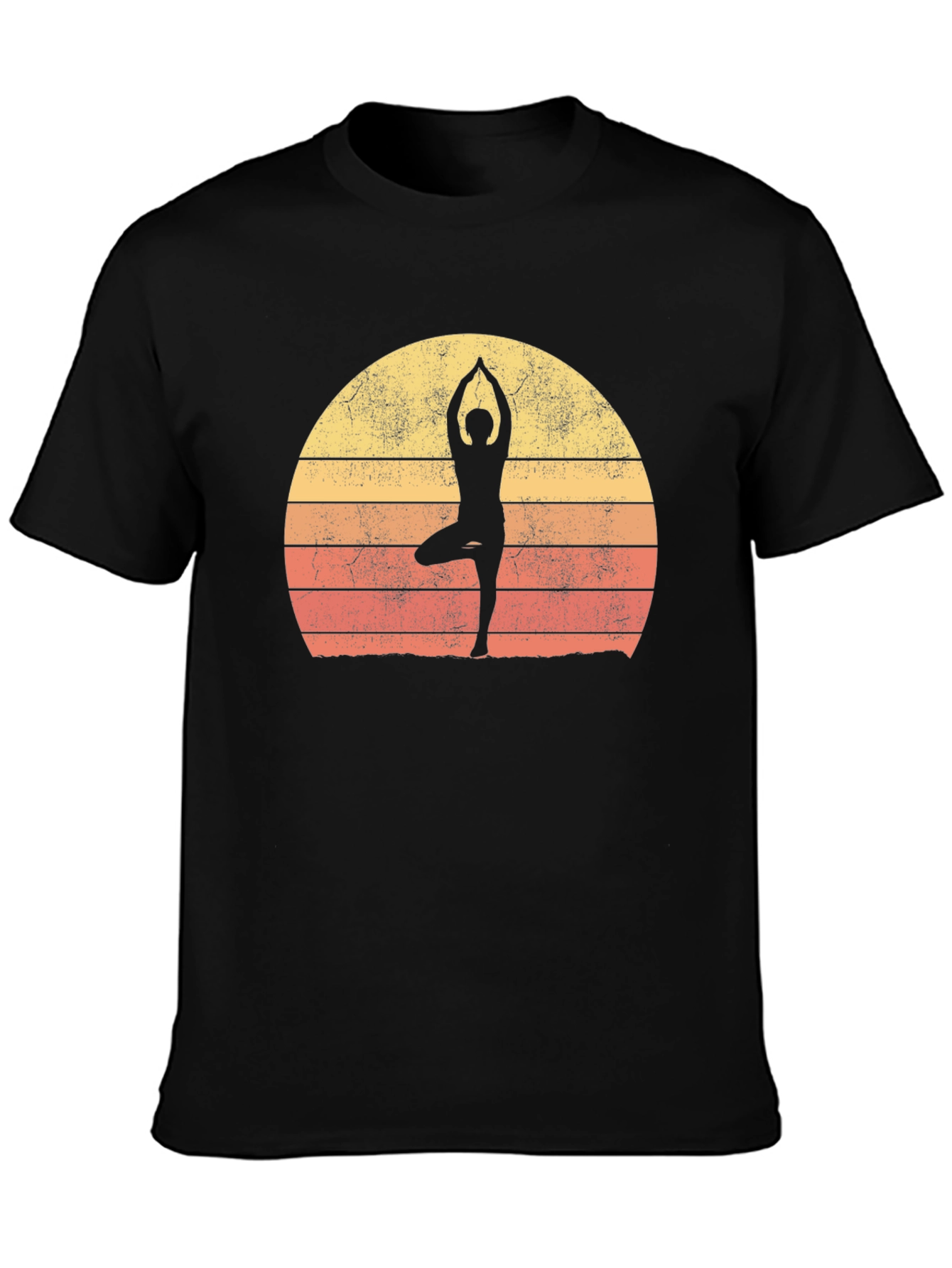 Yoga Silhouette Retro Sunset Graphic T-Shirt