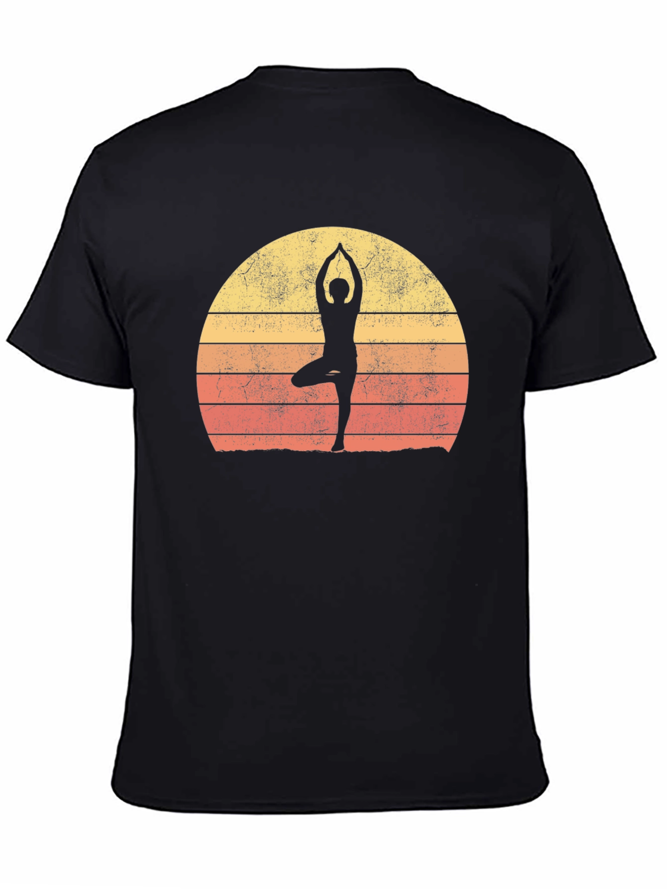 Yoga Silhouette Retro Sunset Graphic T-Shirt