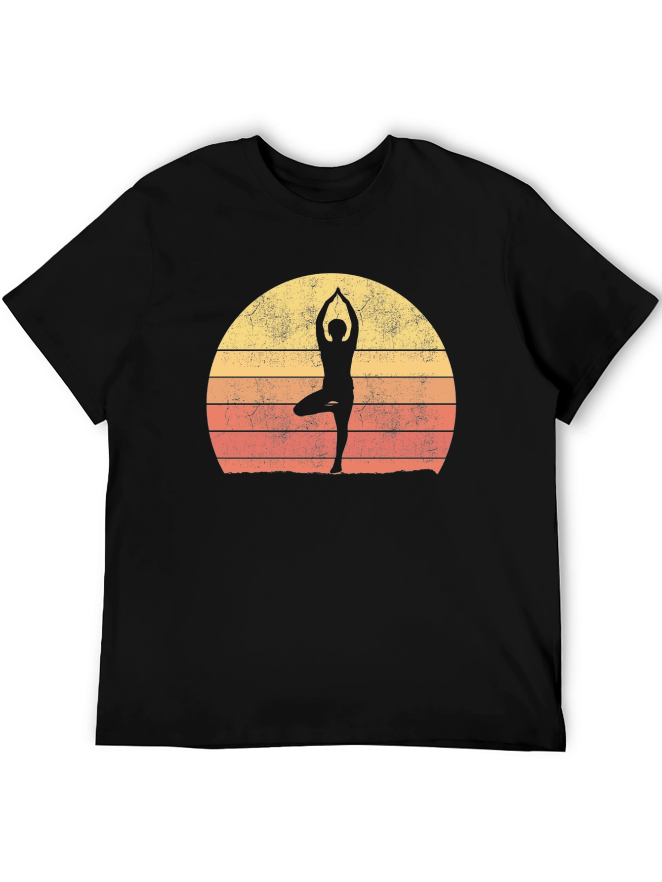 Yoga Silhouette Retro Sunset Graphic T-Shirt