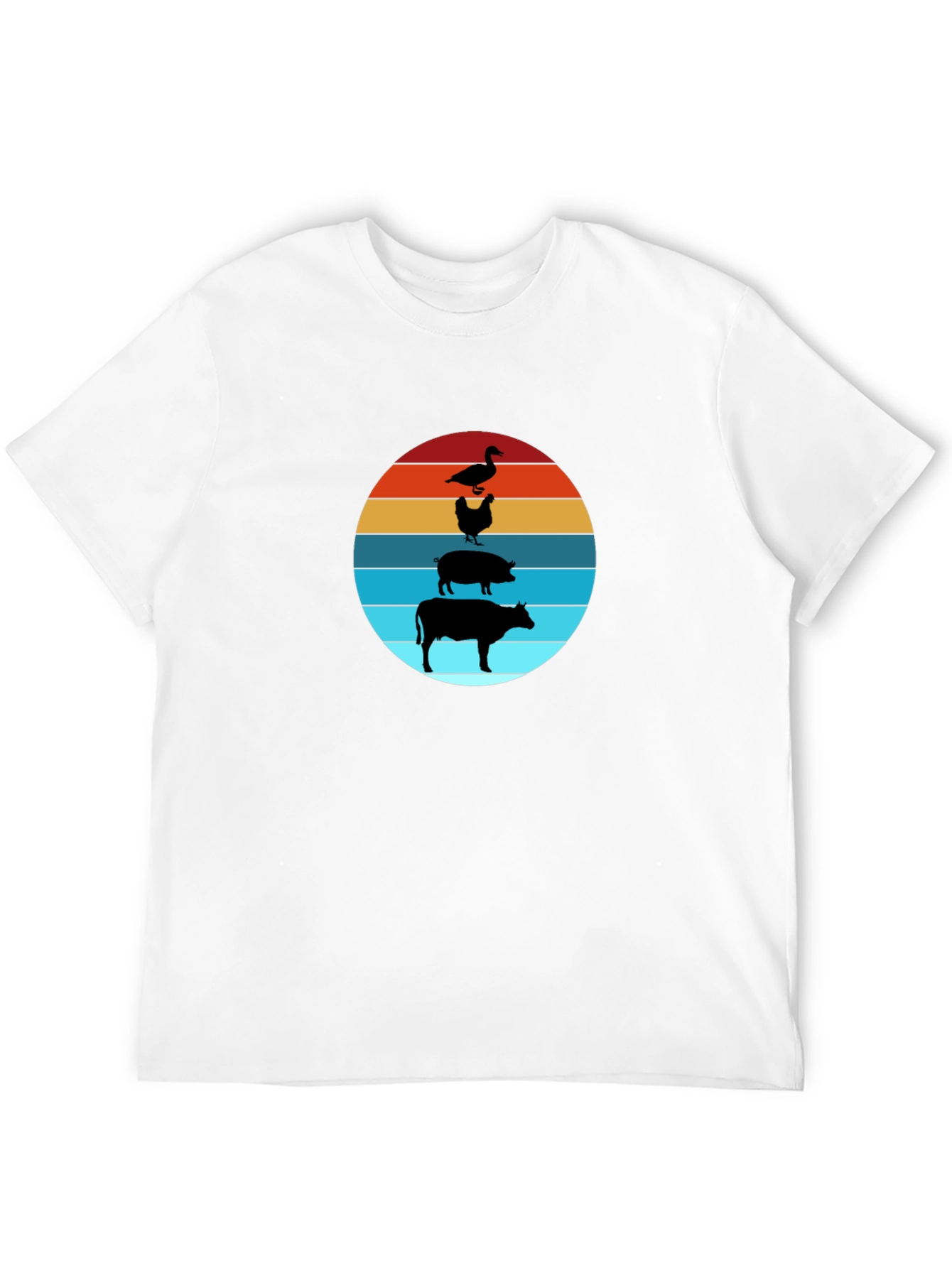 Farm Animal Sunset Tee - Black Cotton T-Shirt