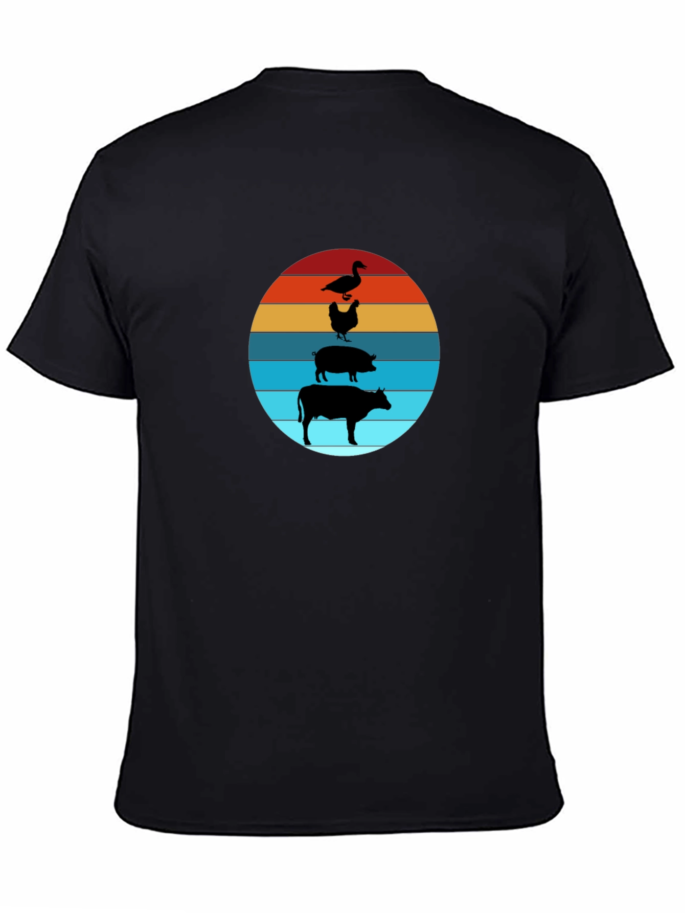 Farm Animal Sunset Tee - Black Cotton T-Shirt
