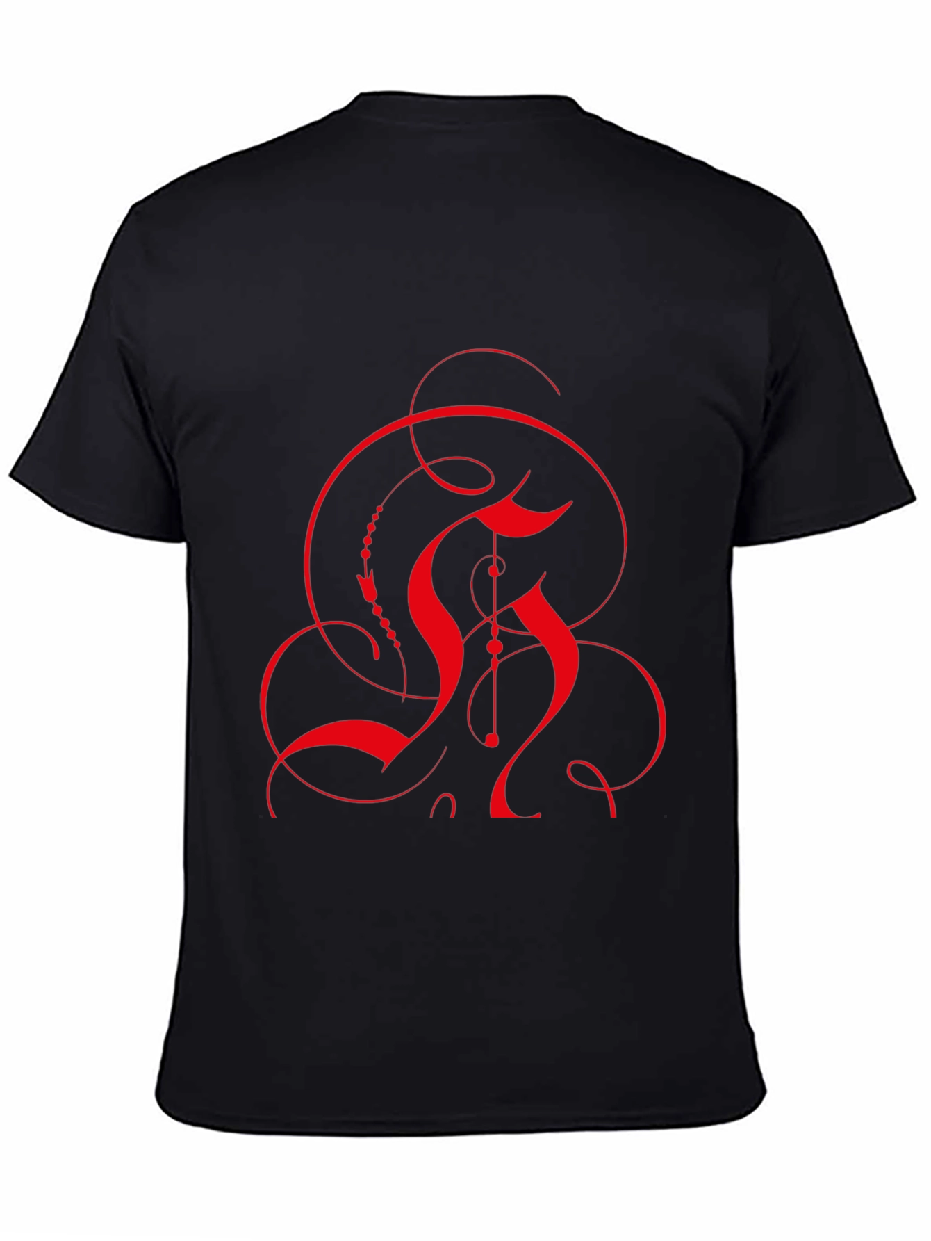 Abstract Red Design Black T-Shirt