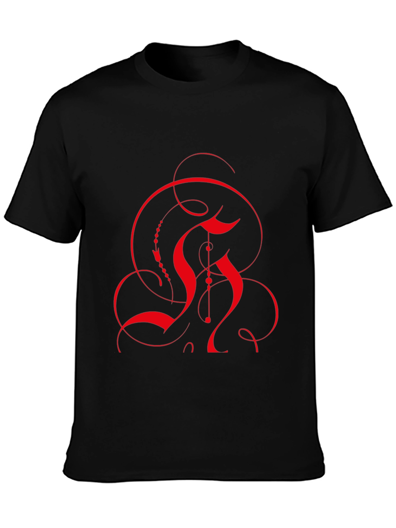 Abstract Red Design Black T-Shirt