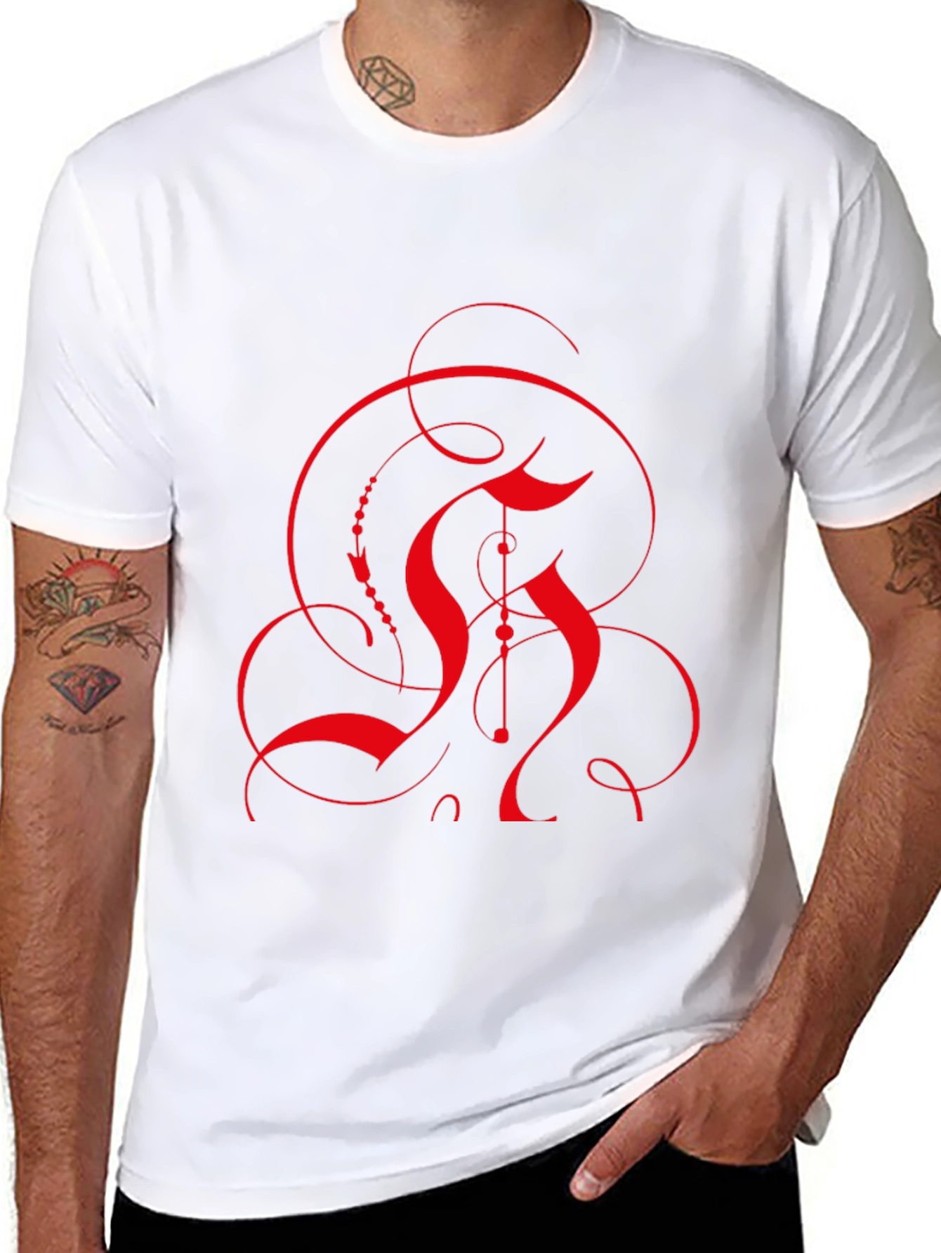 Abstract Red Design Black T-Shirt