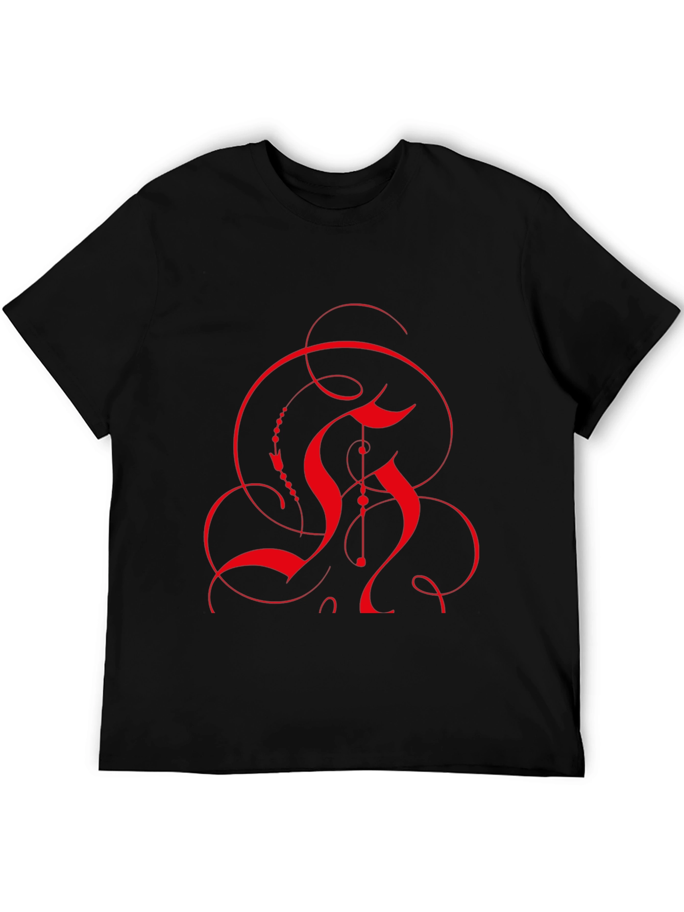 Abstract Red Design Black T-Shirt