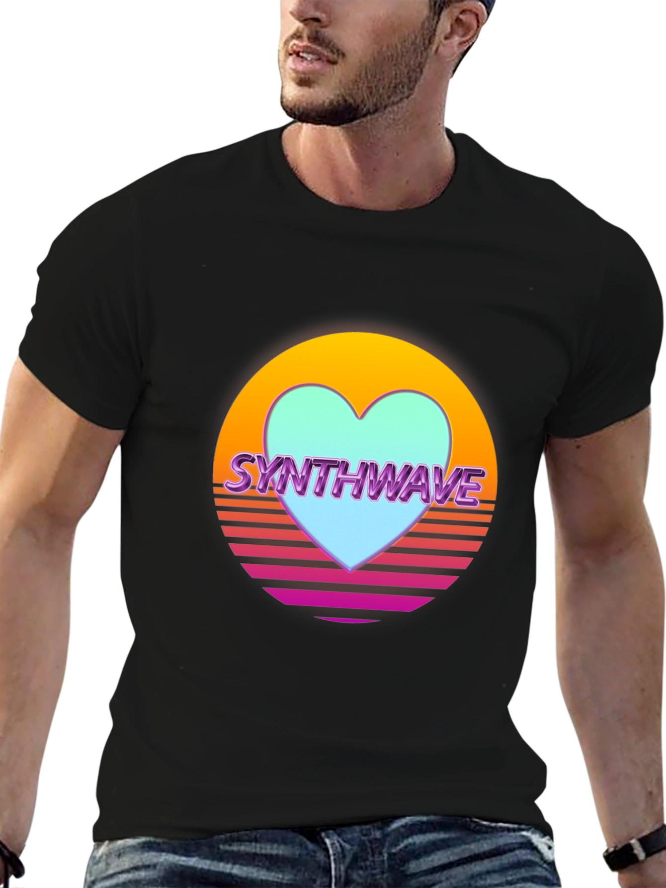 Synthwave Heart Retro T-Shirt