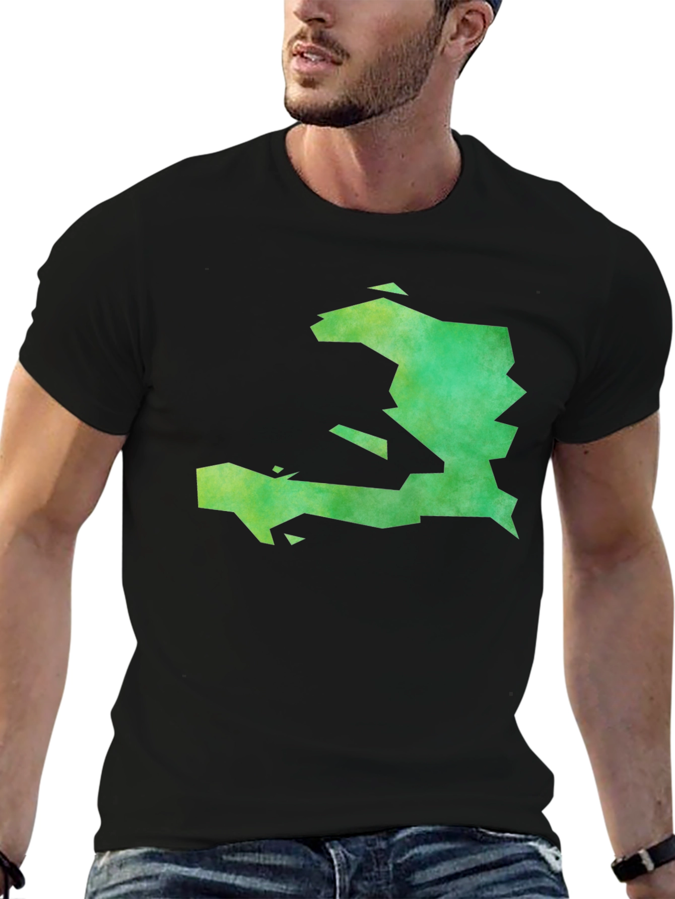 Haiti Map Graphic Tee - Black Cotton T-Shirt