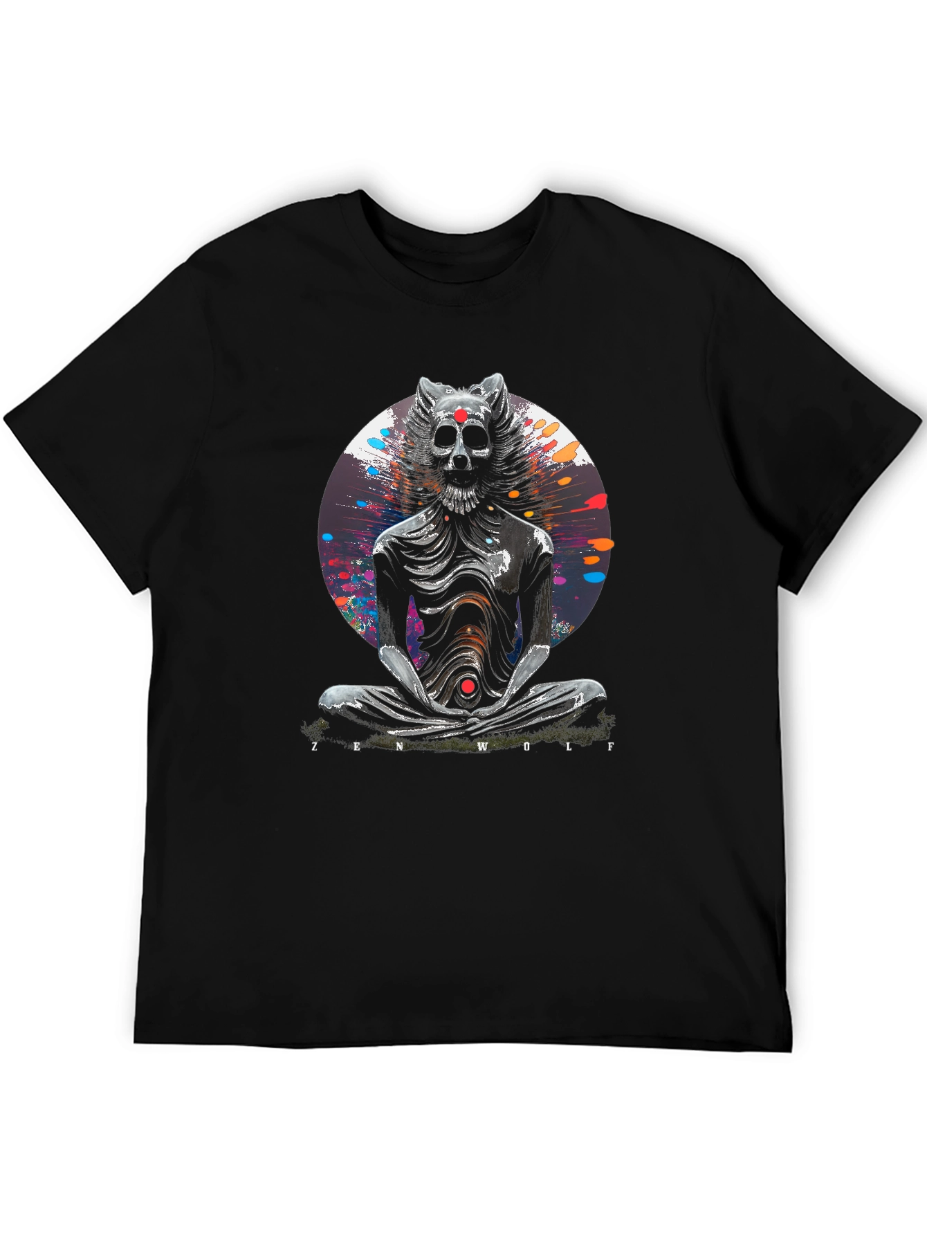 Zen Wolf Graphic T-Shirt - Unique Artistic Design
