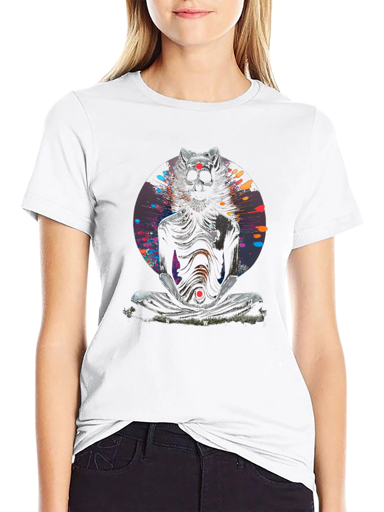 Zen Wolf Graphic T-Shirt - Unique Artistic Design
