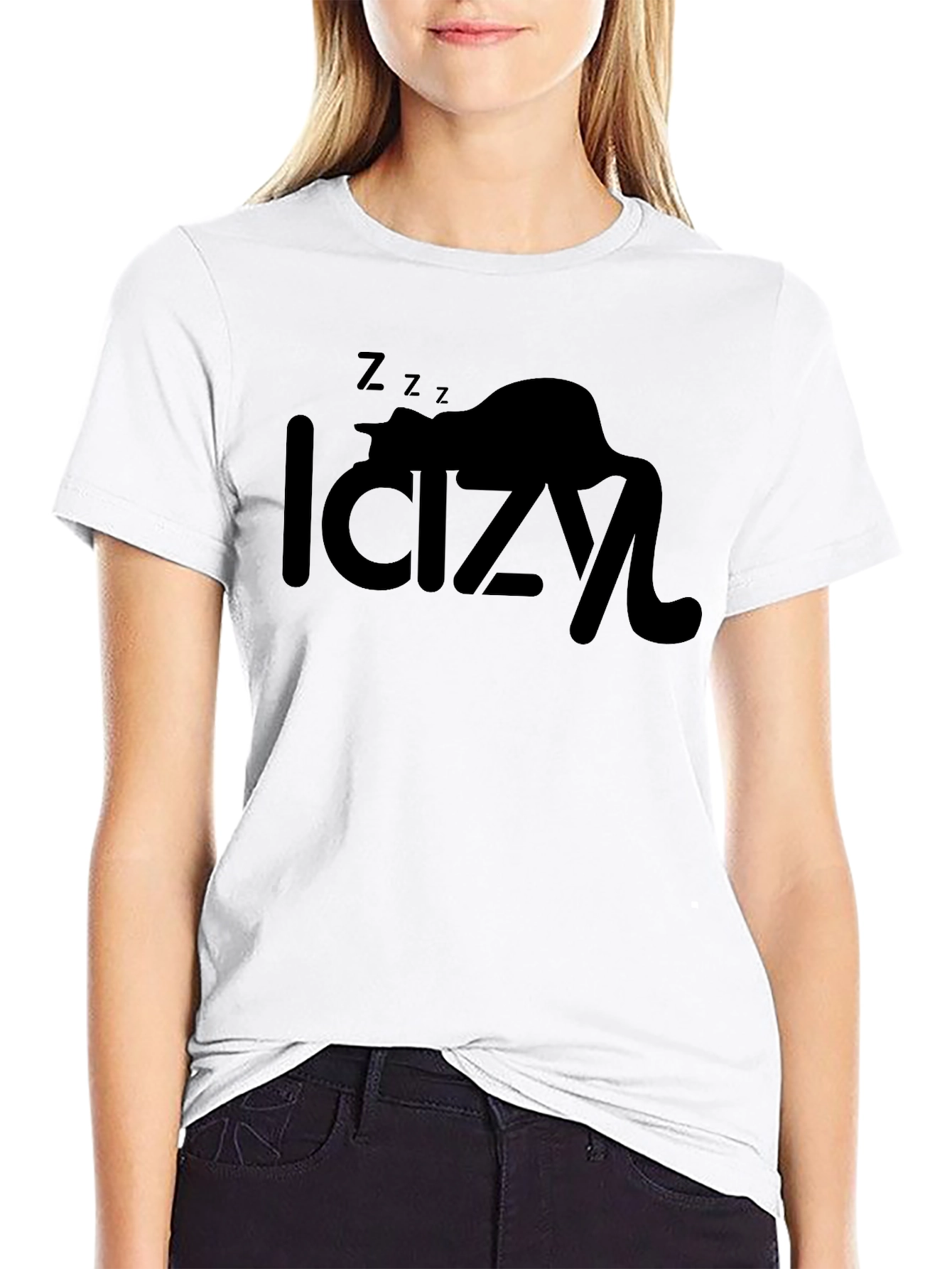 Lazy Cat Black T-Shirt - Relaxed Fit