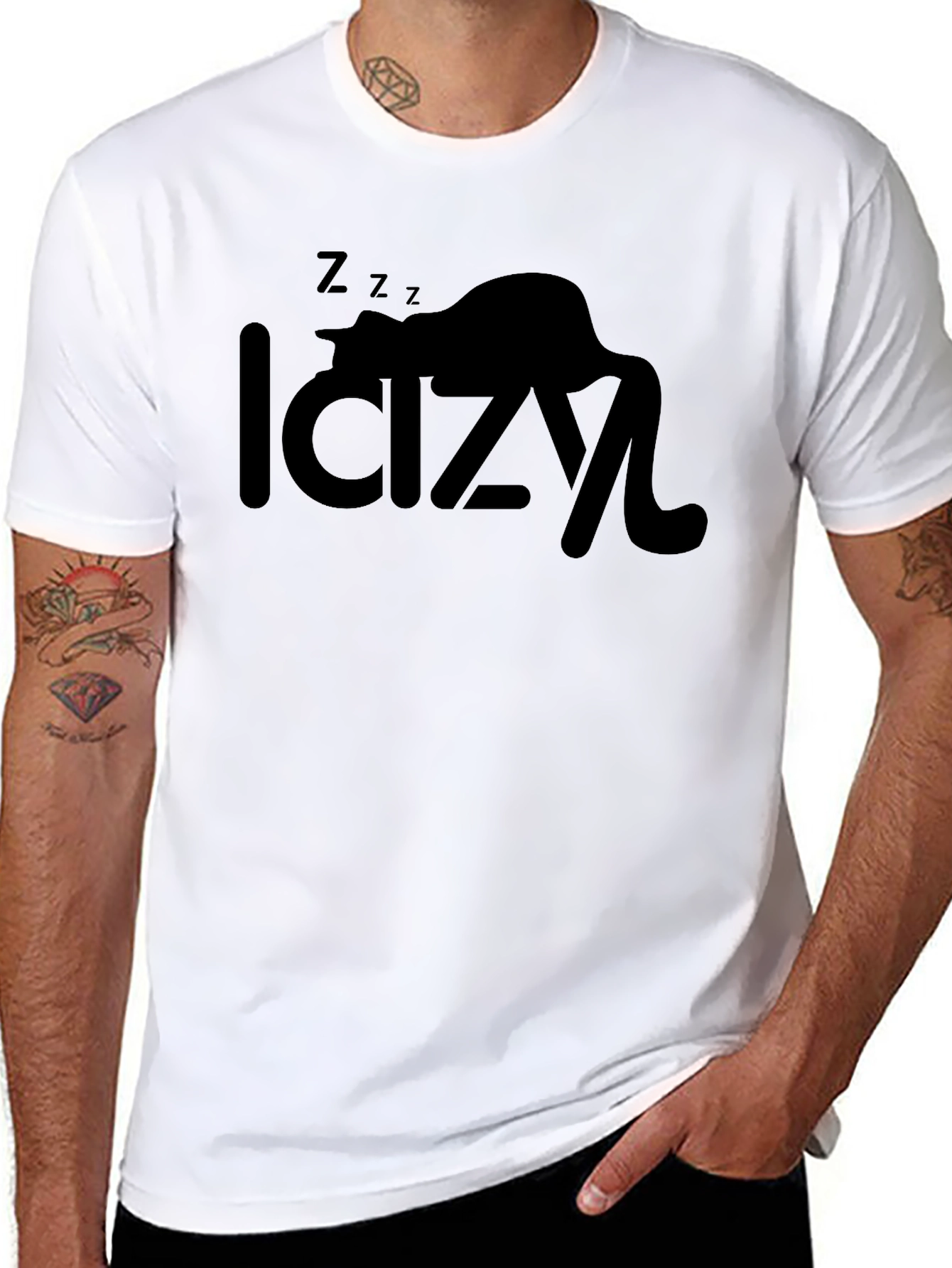 Lazy Cat Black T-Shirt - Relaxed Fit