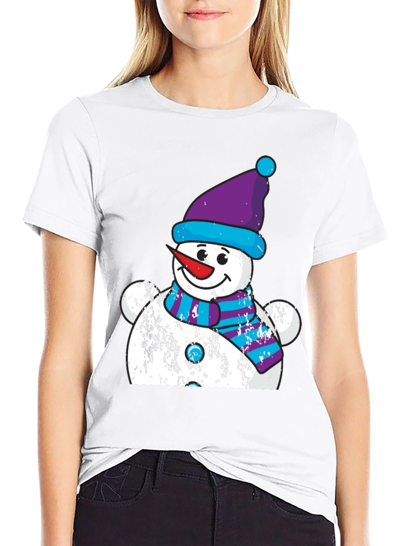 Festive Snowman Graphic Tee - Holiday Cheer