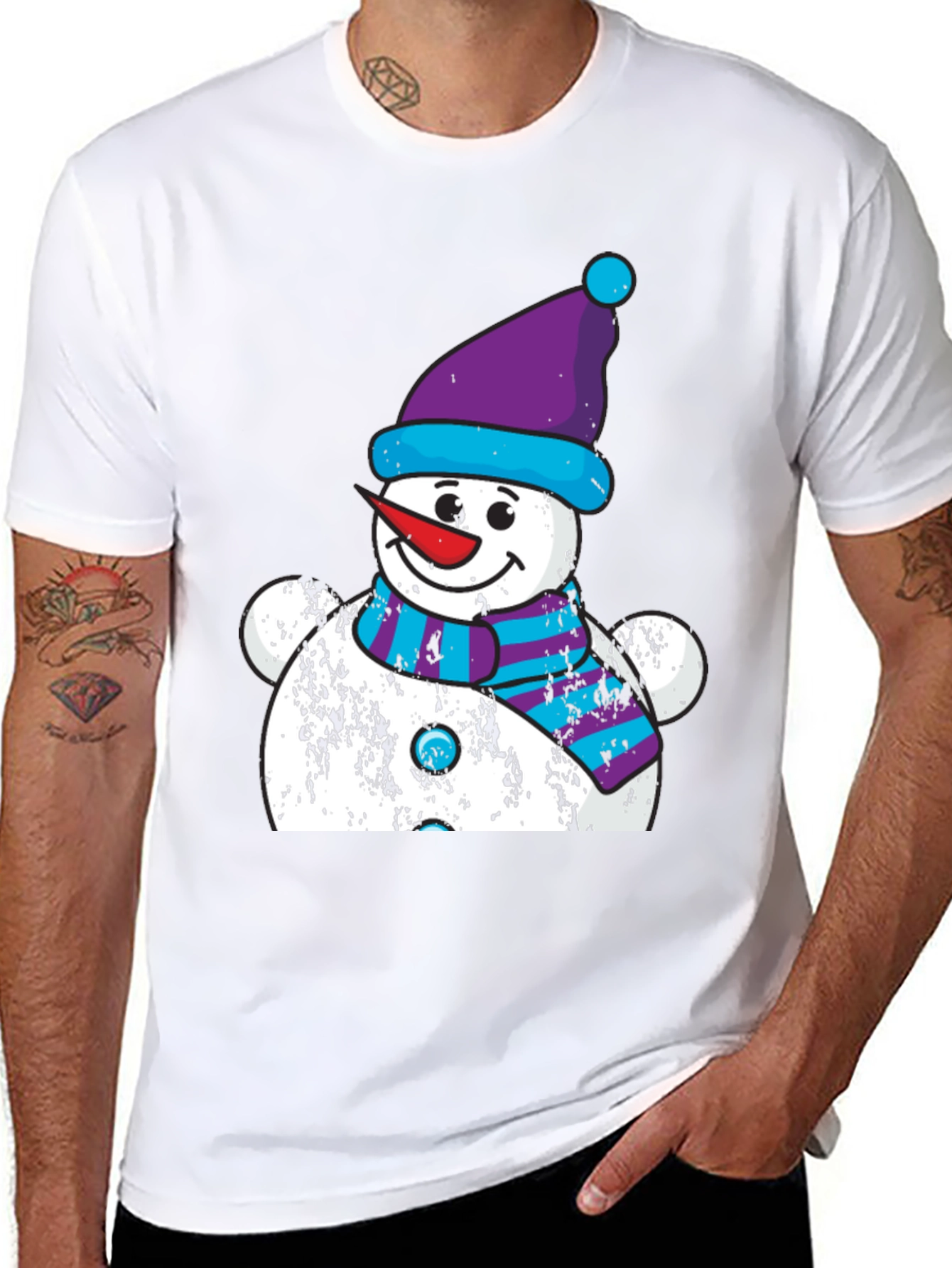 Festive Snowman Graphic Tee - Holiday Cheer