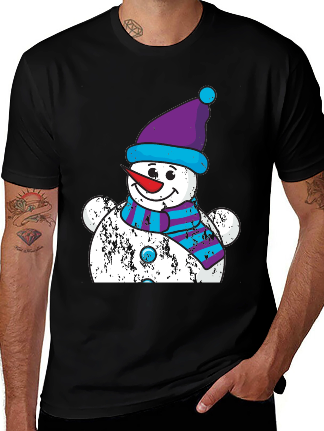 Festive Snowman Graphic Tee - Holiday Cheer