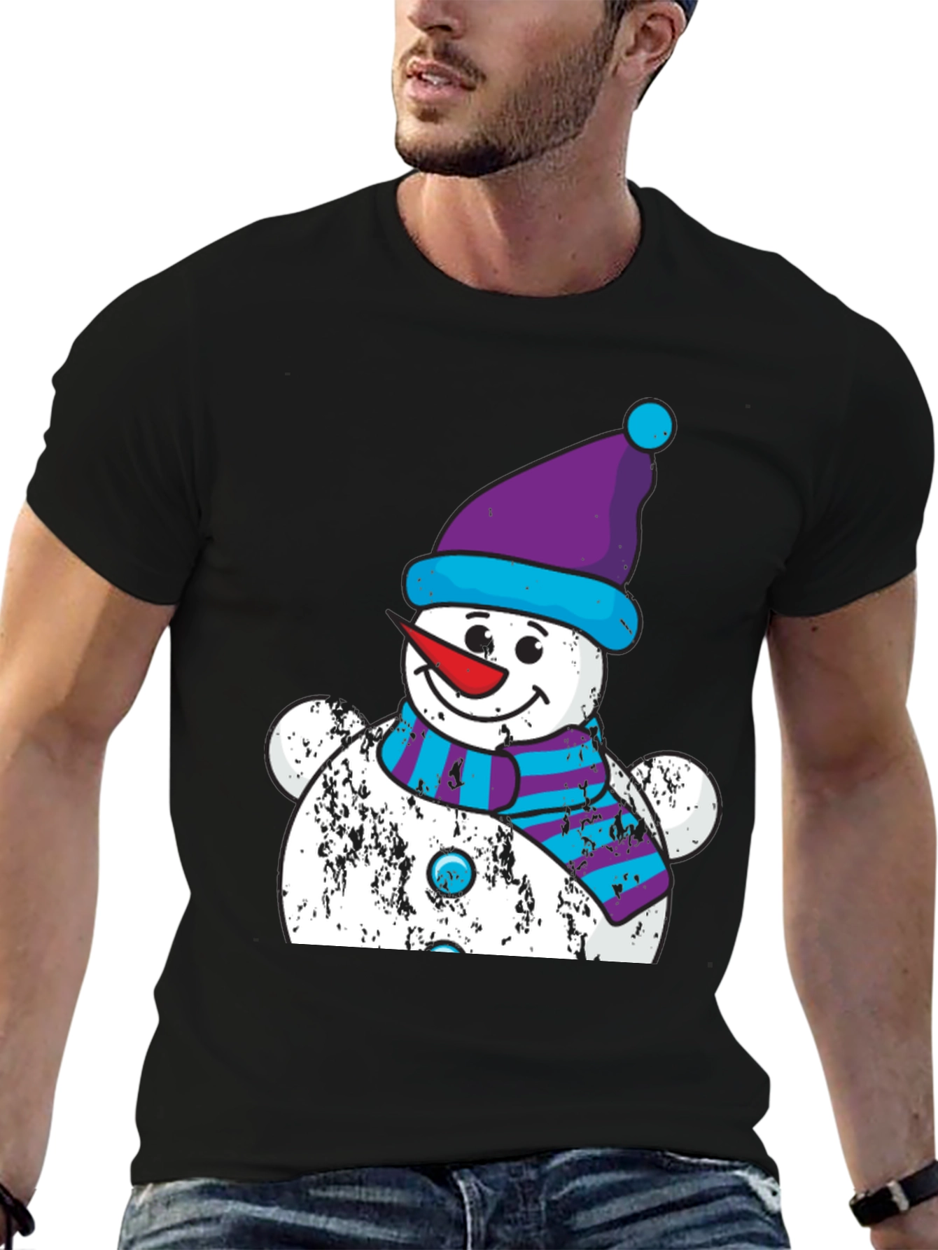 Festive Snowman Graphic Tee - Holiday Cheer