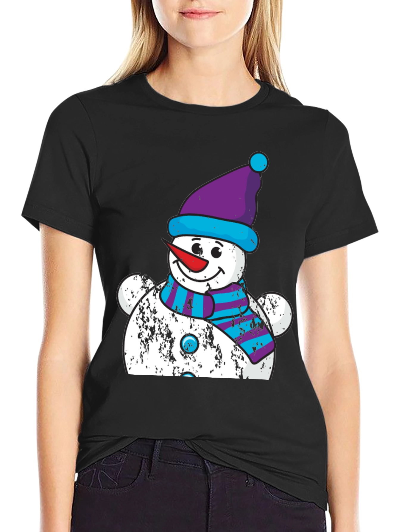 Festive Snowman Graphic Tee - Holiday Cheer