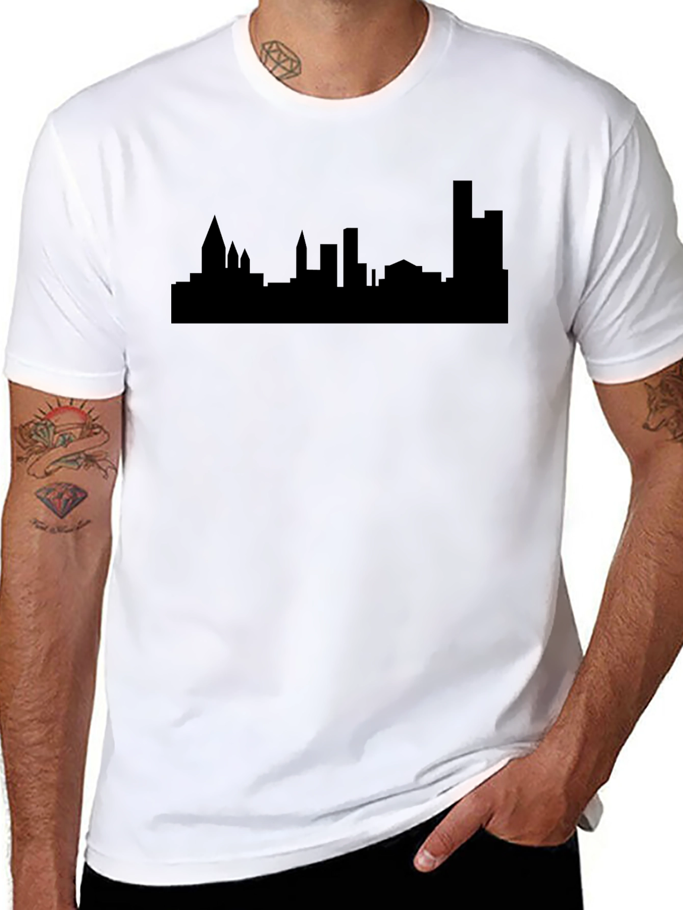 Cityscape Silhouette Black Tee - Urban Style
