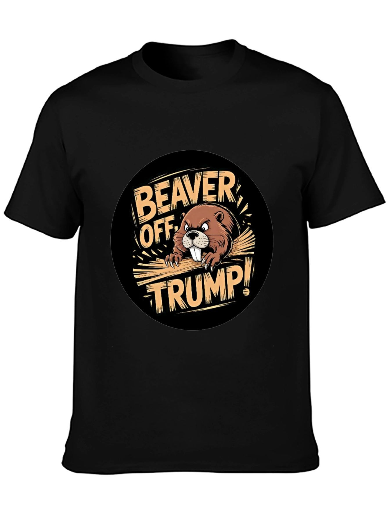 Beaver Off Trump Black Graphic Tee