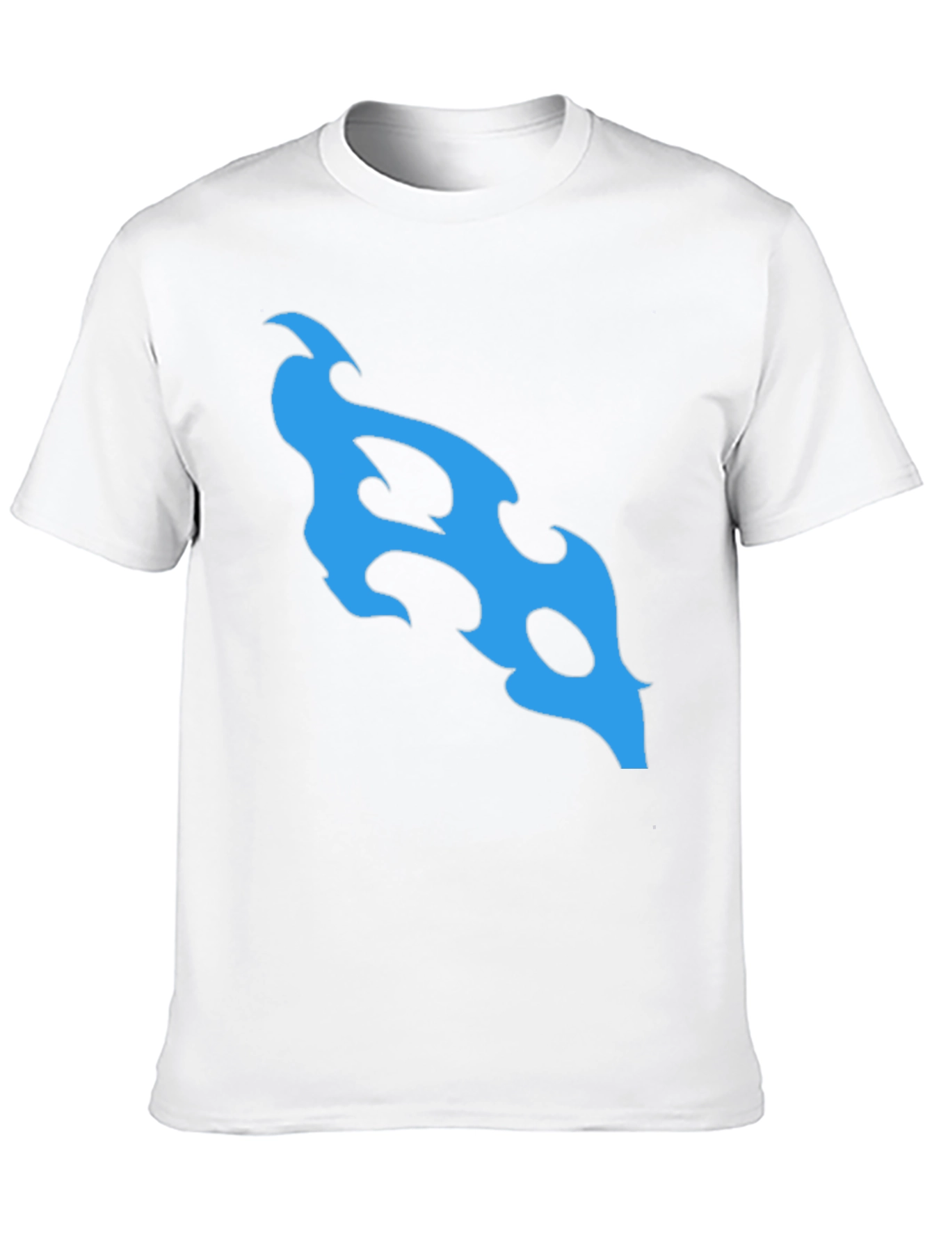Black T-Shirt with Abstract Blue Flame Design