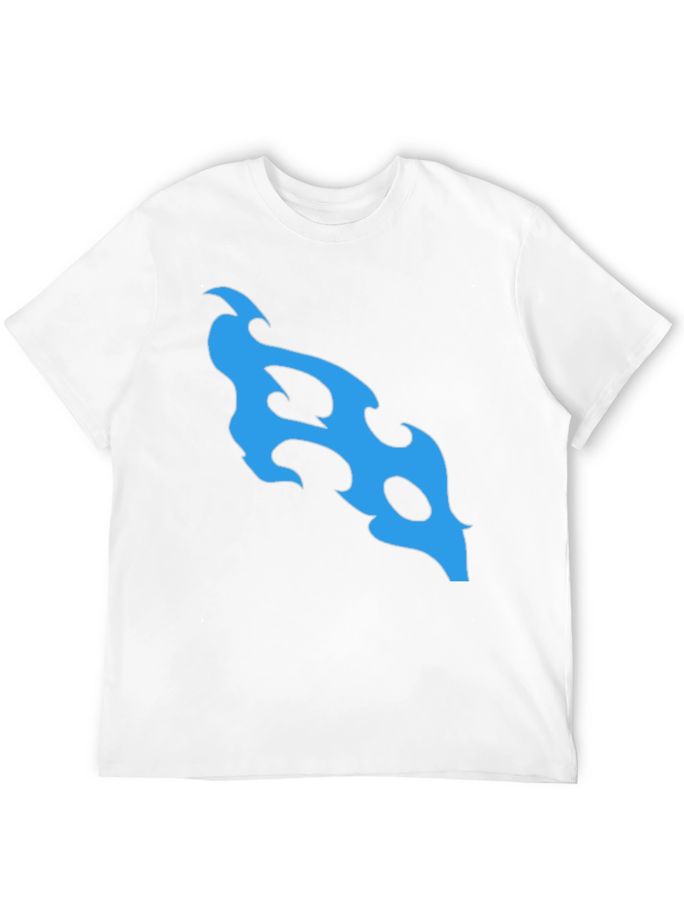 Black T-Shirt with Abstract Blue Flame Design