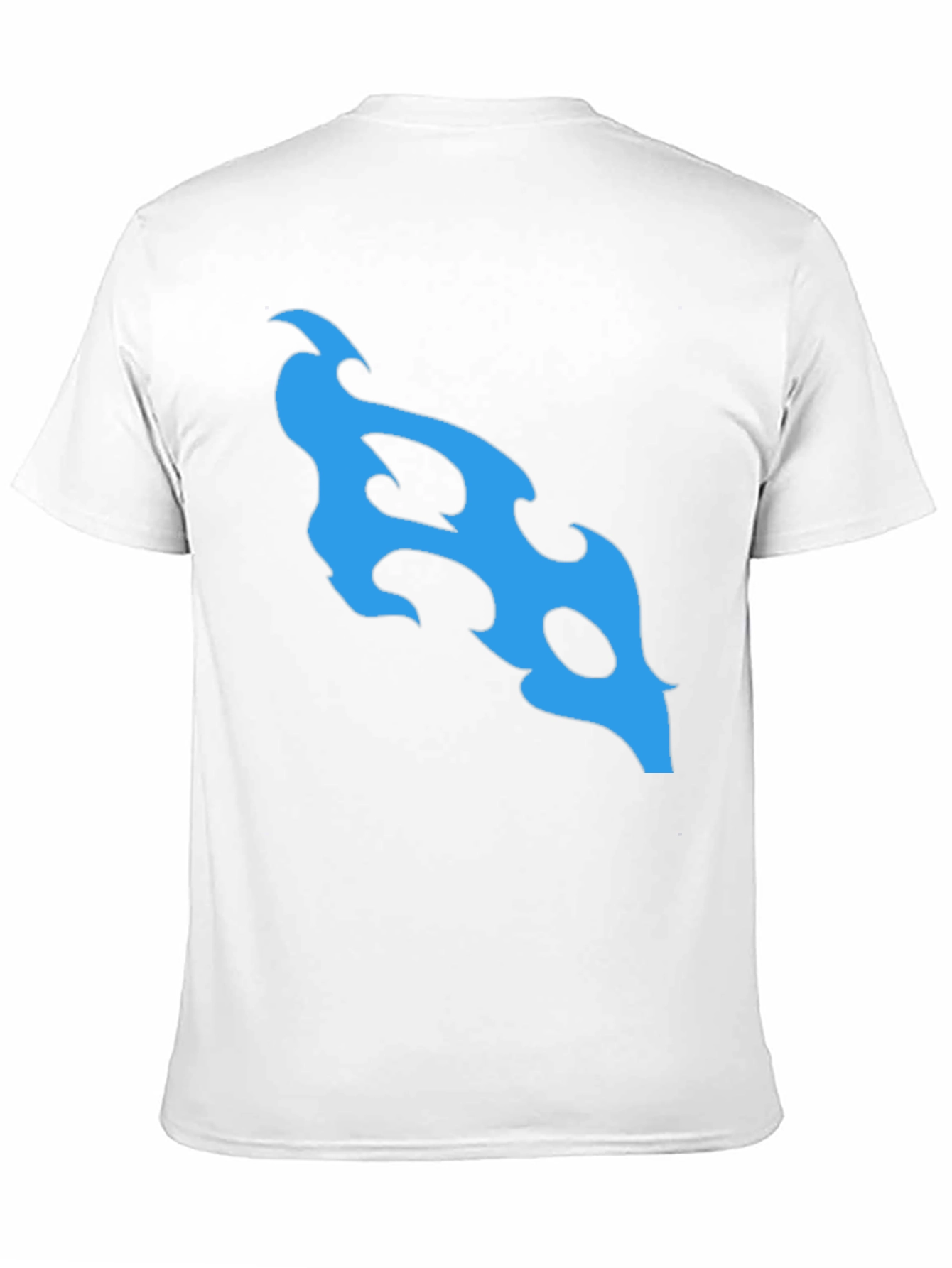 Black T-Shirt with Abstract Blue Flame Design
