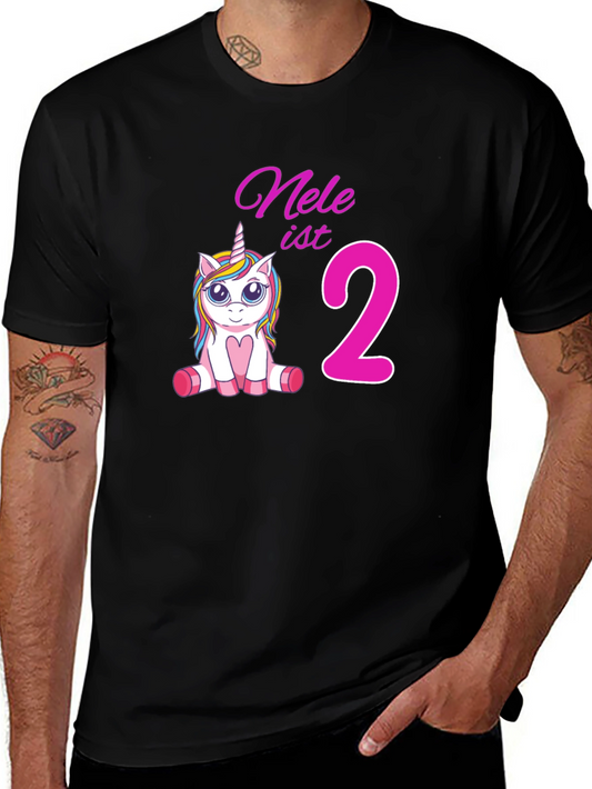 Cute Unicorn Birthday T-Shirt - Nele is 2