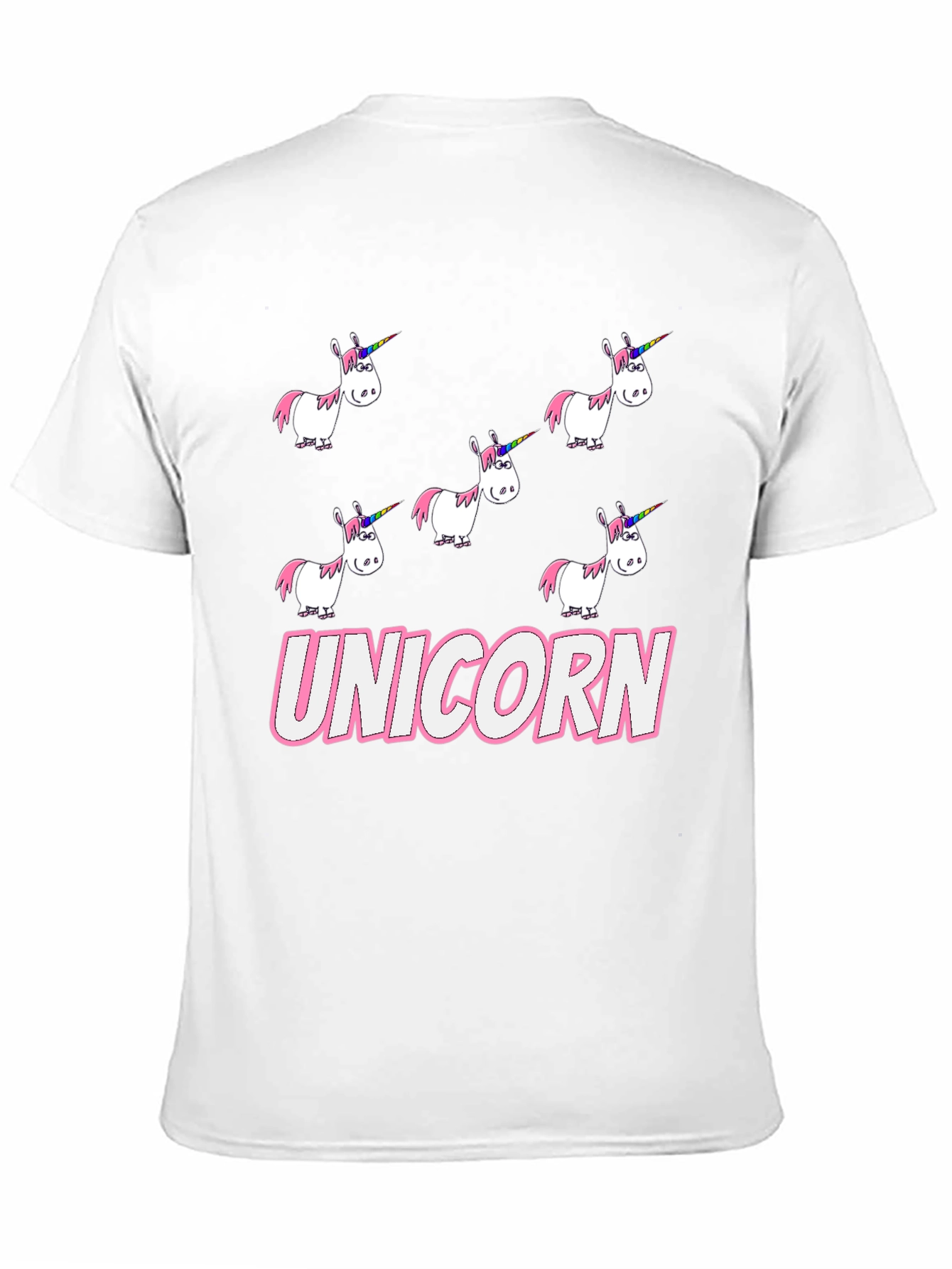 Unicorn Cartoon Print Black T-Shirt