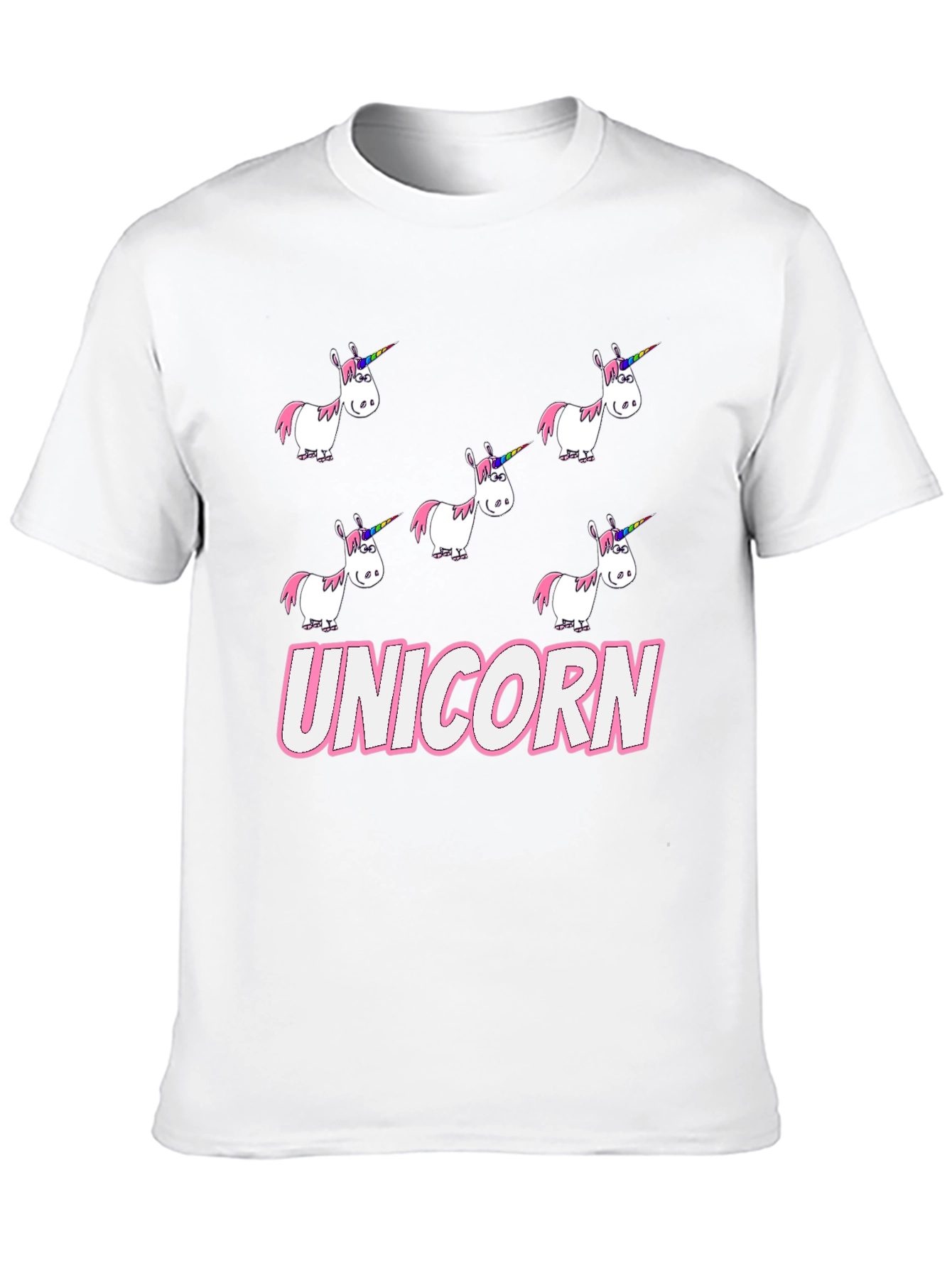 Unicorn Cartoon Print Black T-Shirt