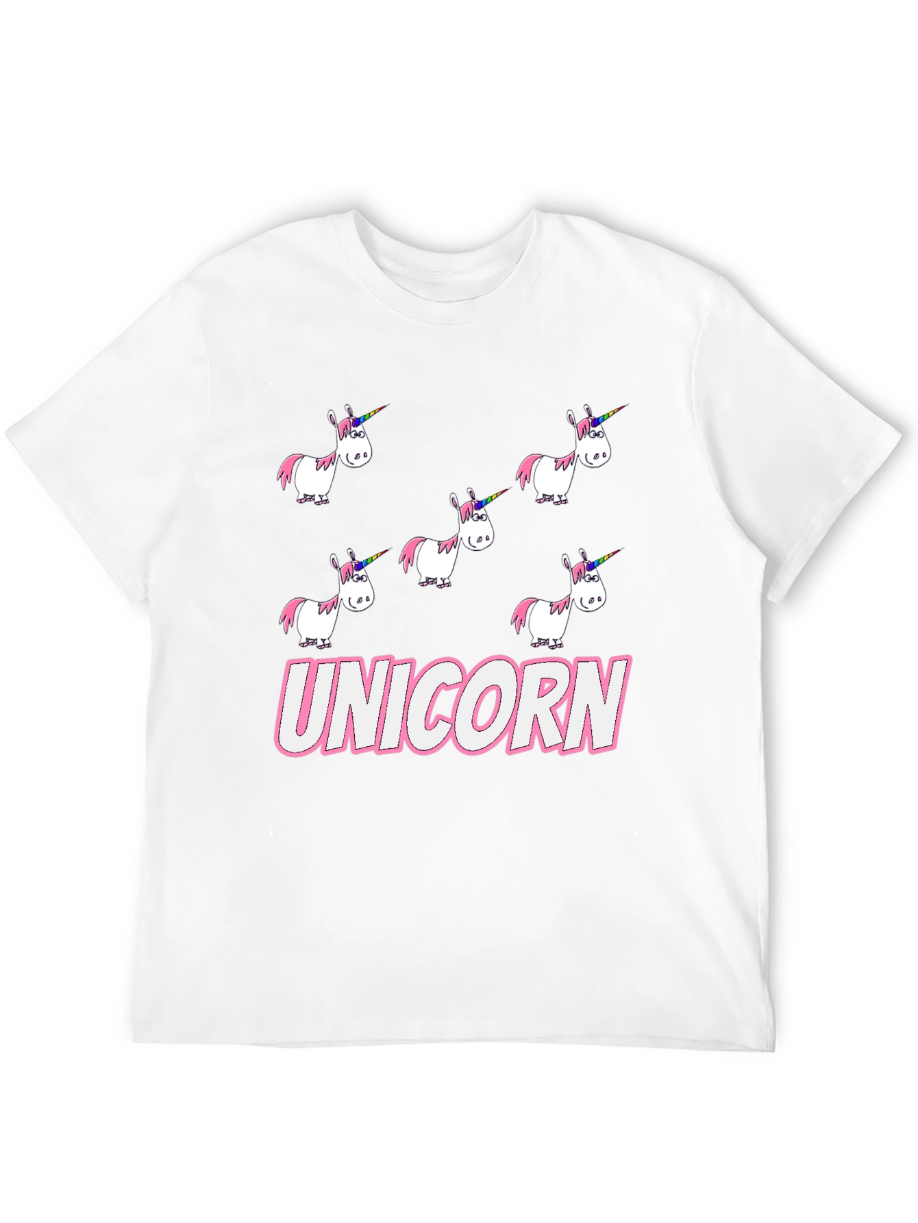 Unicorn Cartoon Print Black T-Shirt