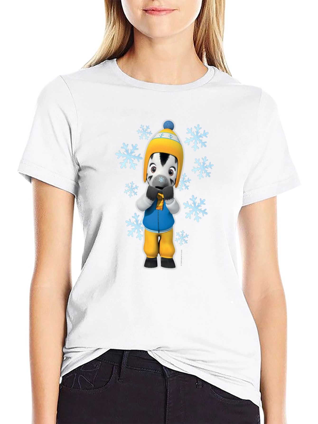 Winter Zebra Graphic Tee - Black Unisex T-Shirt