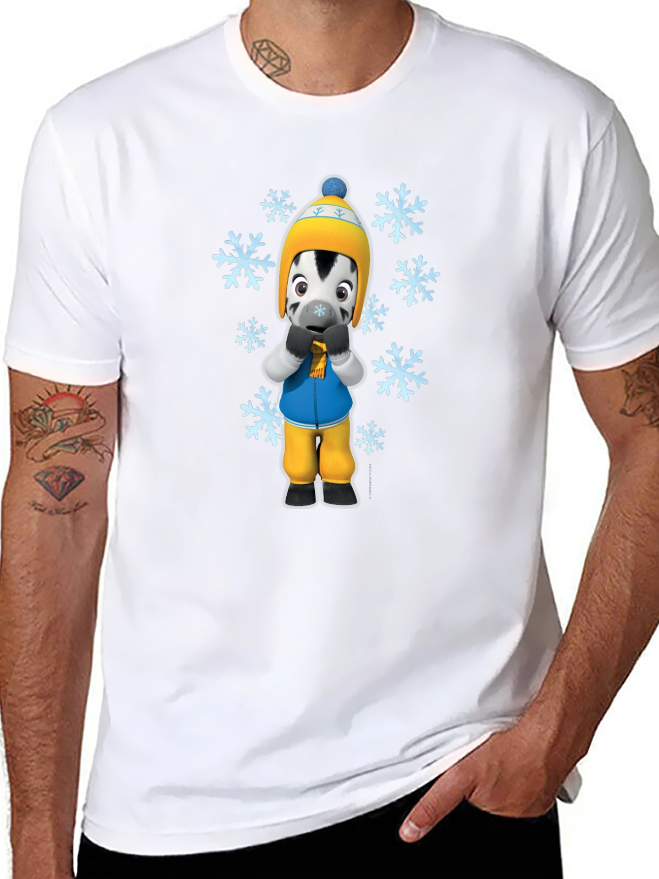 Winter Zebra Graphic Tee - Black Unisex T-Shirt