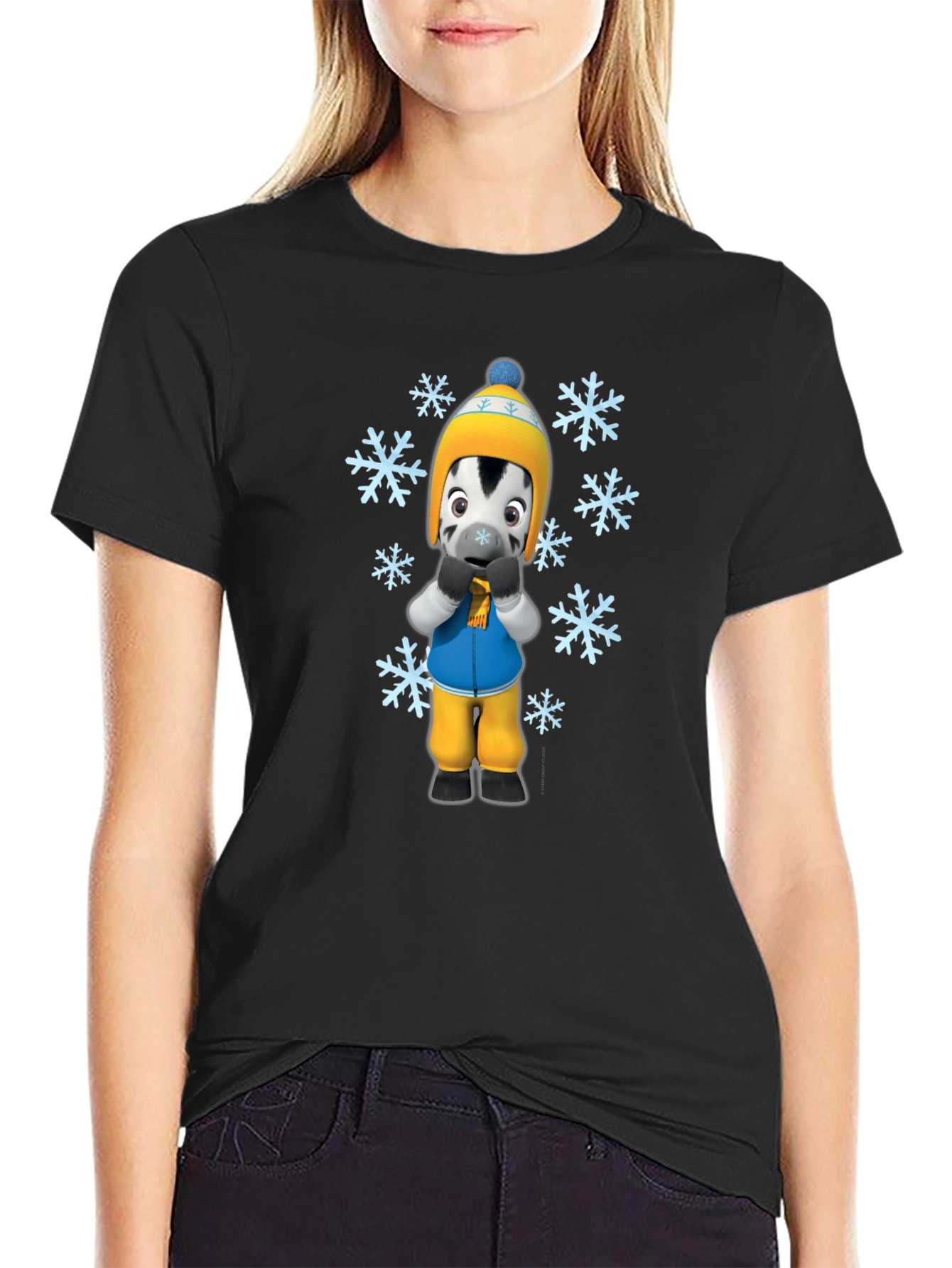Winter Zebra Graphic Tee - Black Unisex T-Shirt