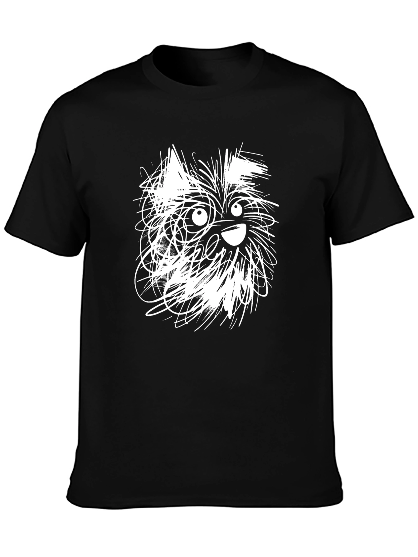 Dog Sketch Graphic Tee - Casual Black T-Shirt