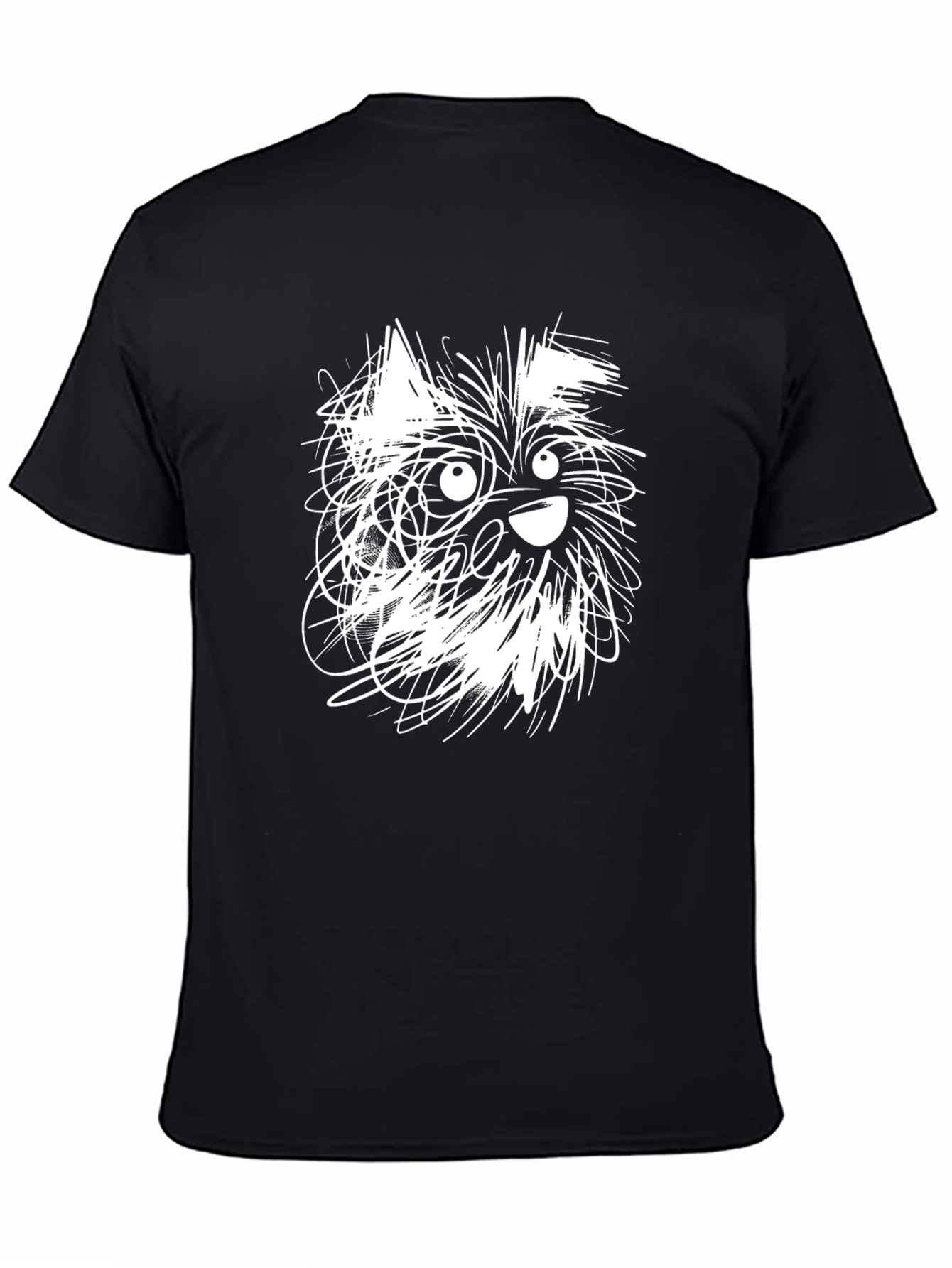Dog Sketch Graphic Tee - Casual Black T-Shirt