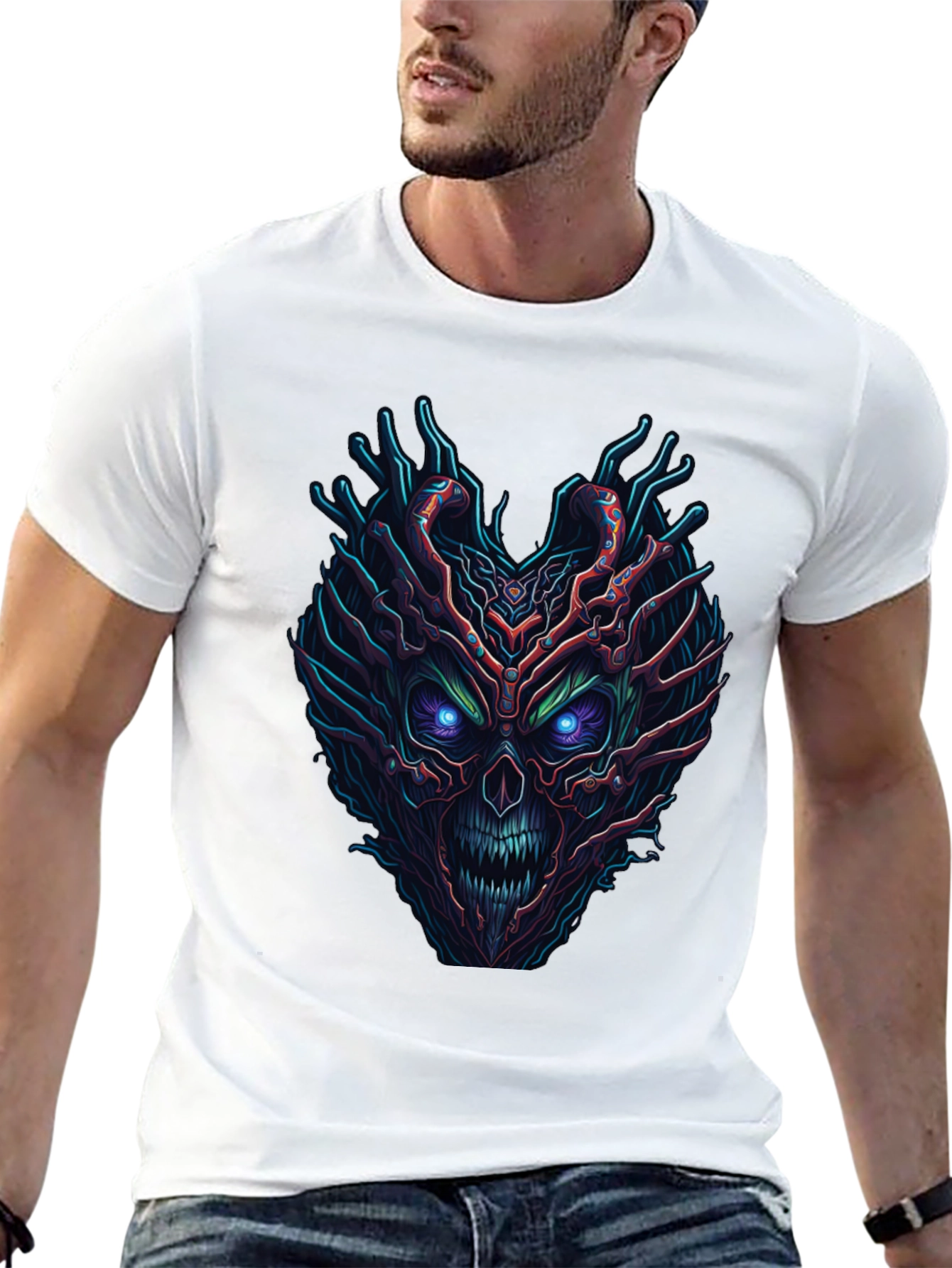 Monster Face Graphic Black T-Shirt