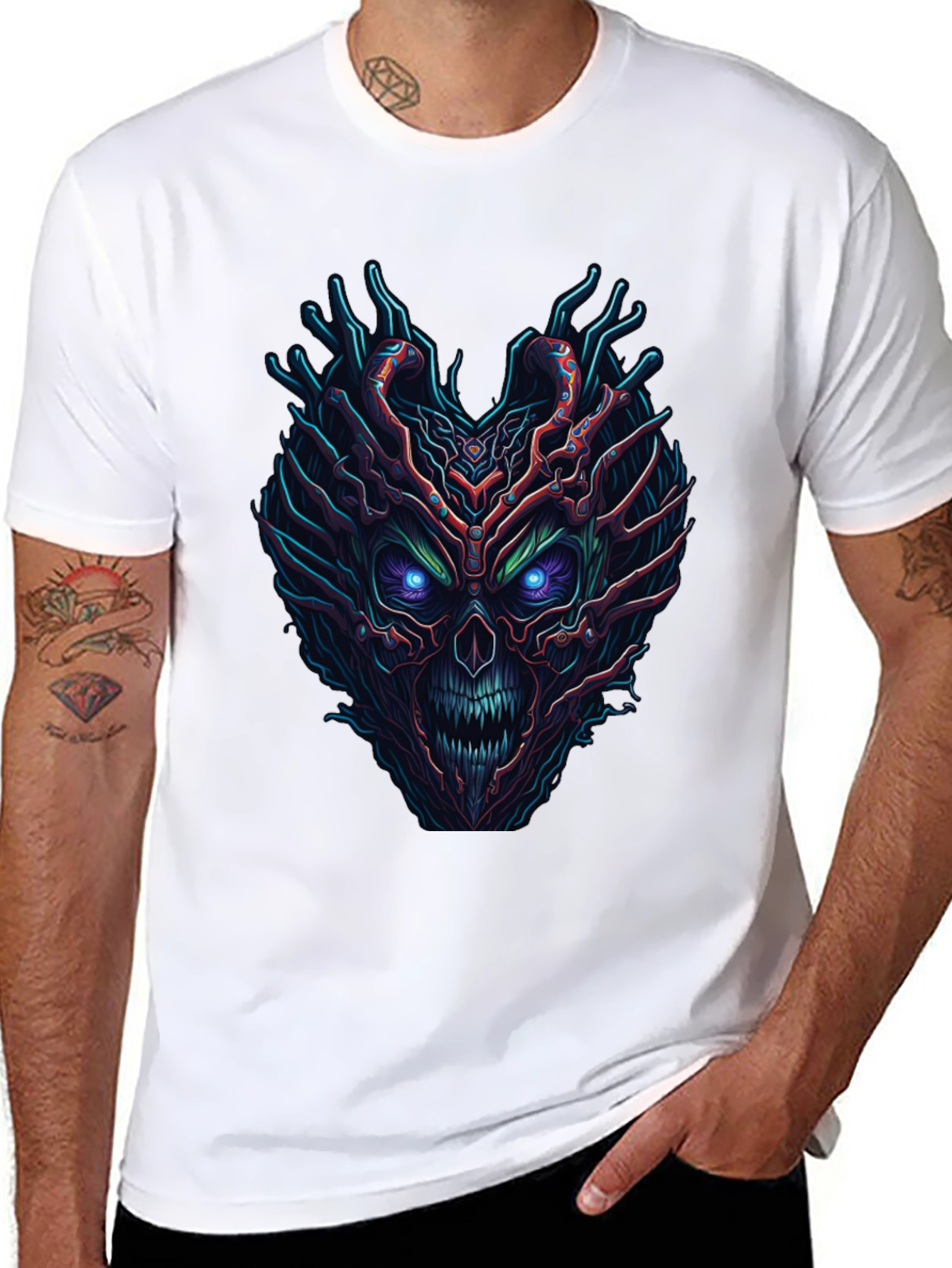 Monster Face Graphic Black T-Shirt
