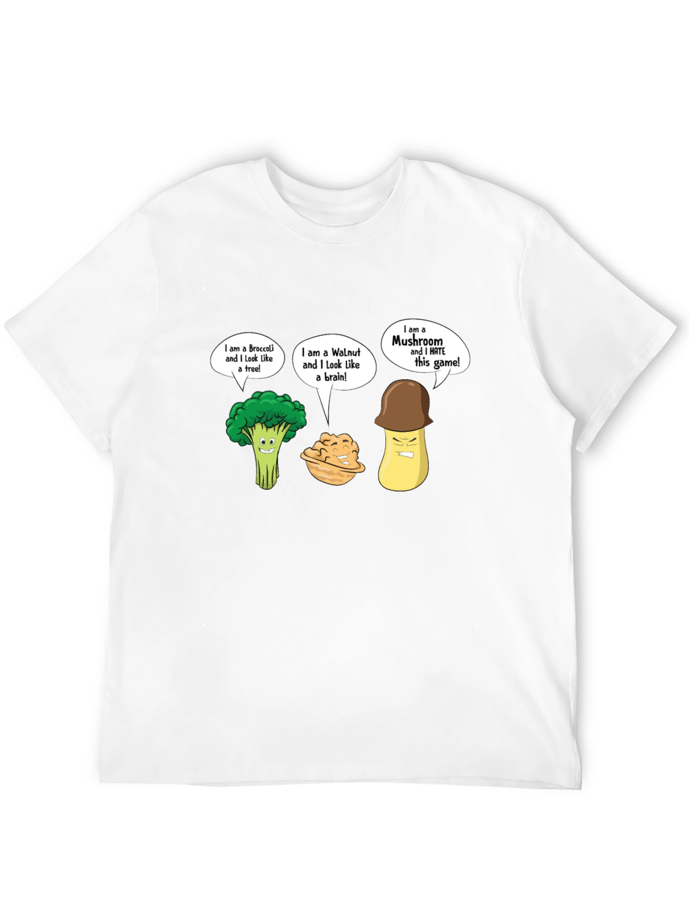 Funny Cartoon Vegetables Black T-Shirt