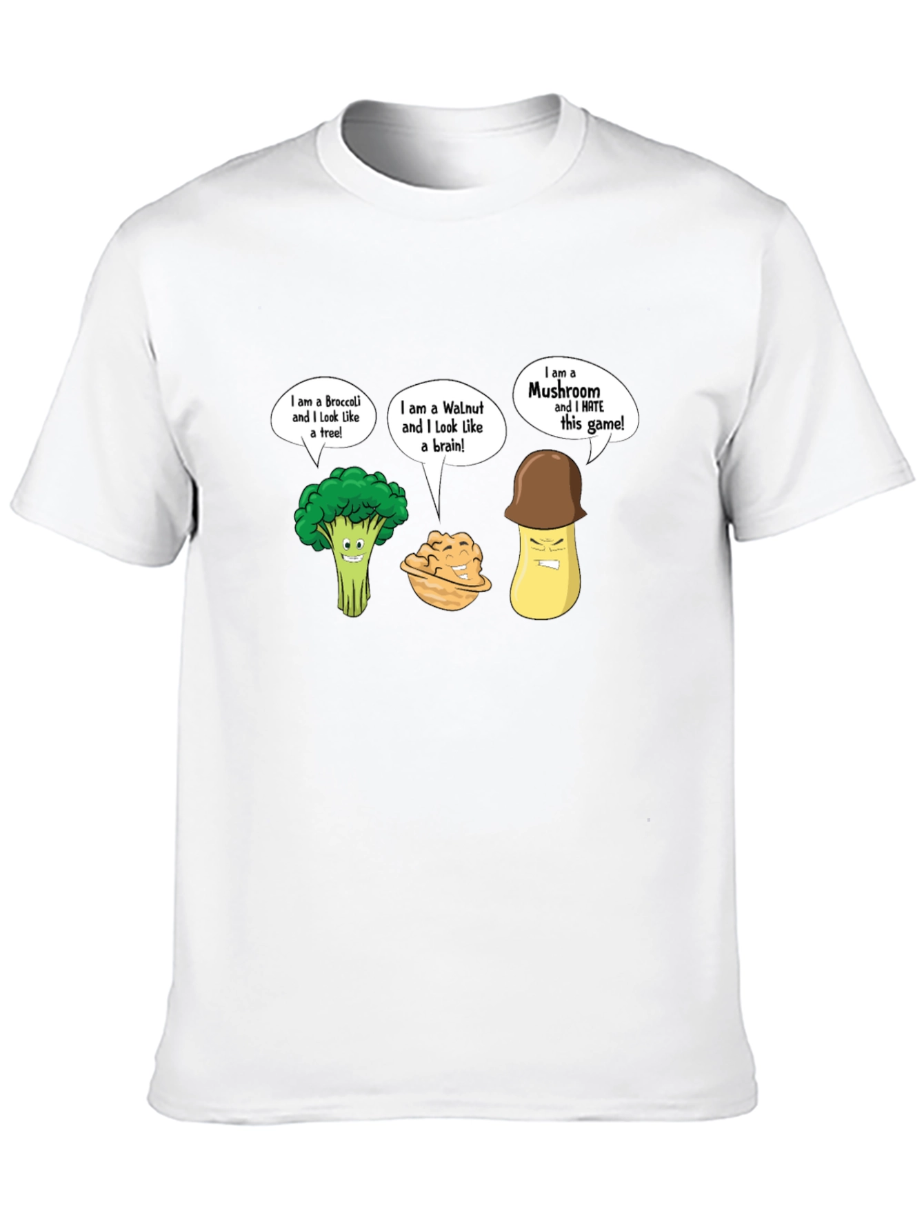 Funny Cartoon Vegetables Black T-Shirt