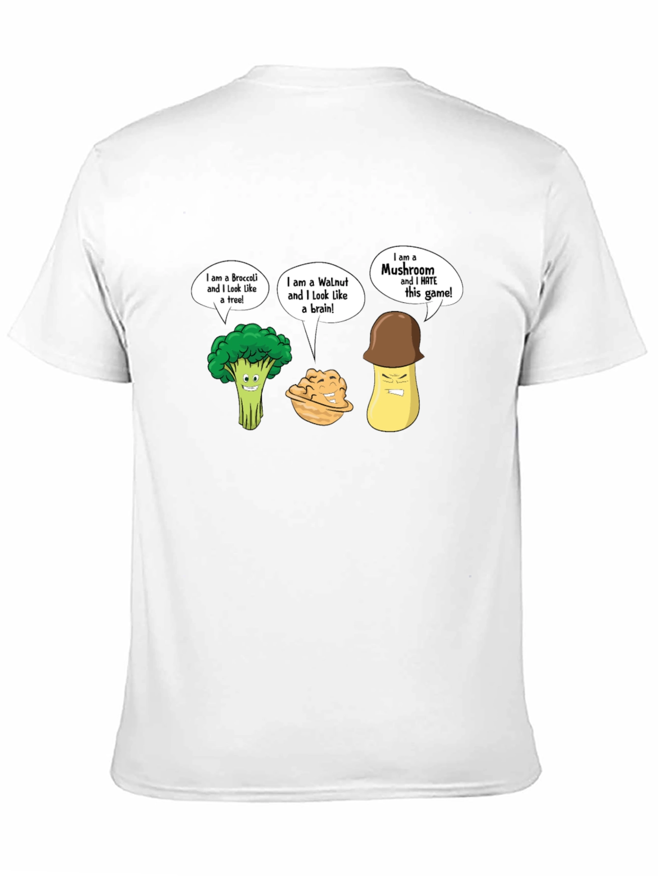 Funny Cartoon Vegetables Black T-Shirt