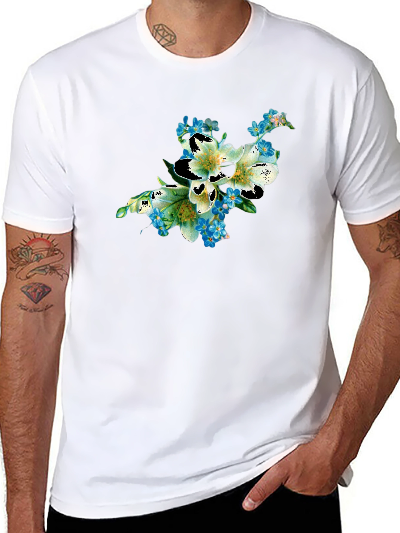 Floral T-Shirt: Lily & Forget-Me-Nots